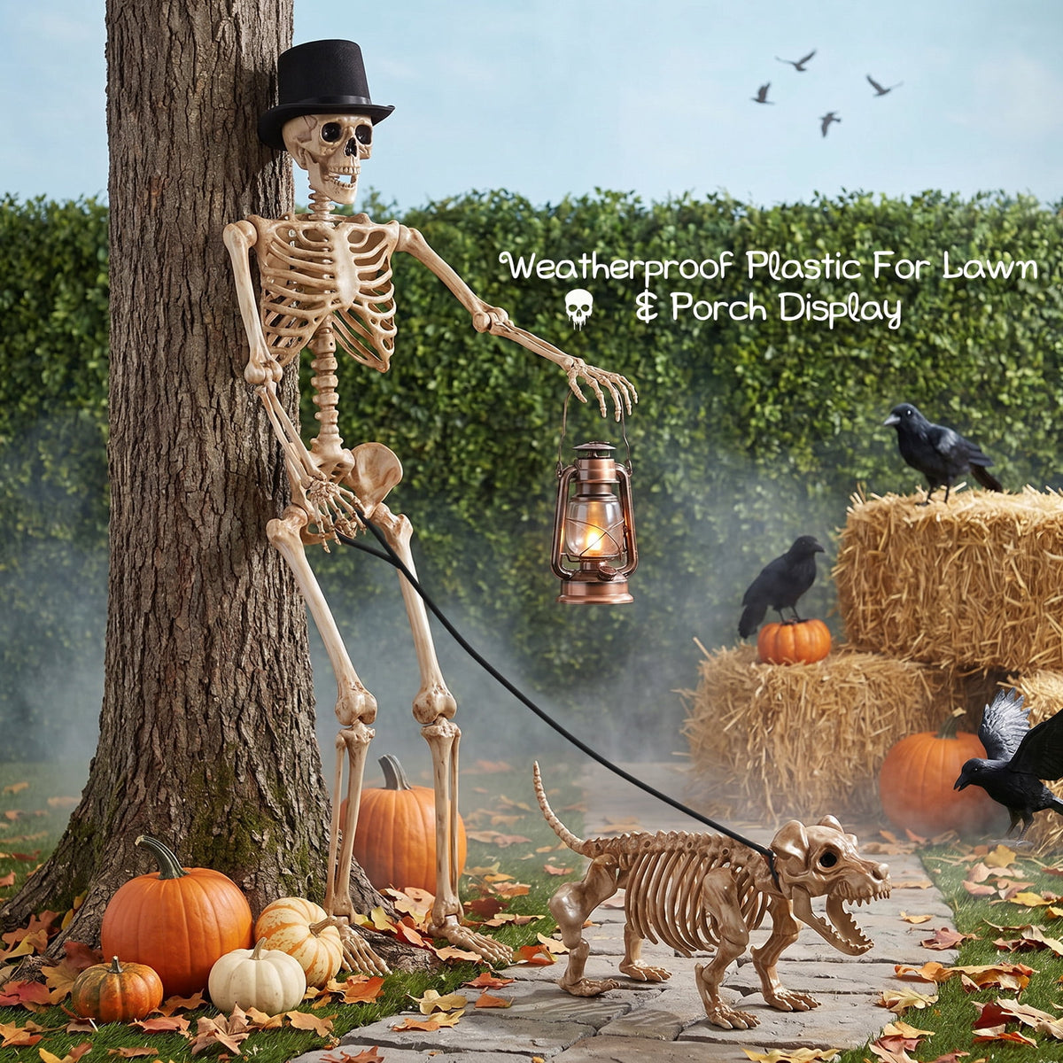 Ayieyill 5.4ft Halloween Skeleton Decorations, Weathered Posable Skeleton Decor for Halloween Decorations Outdoor Indoor