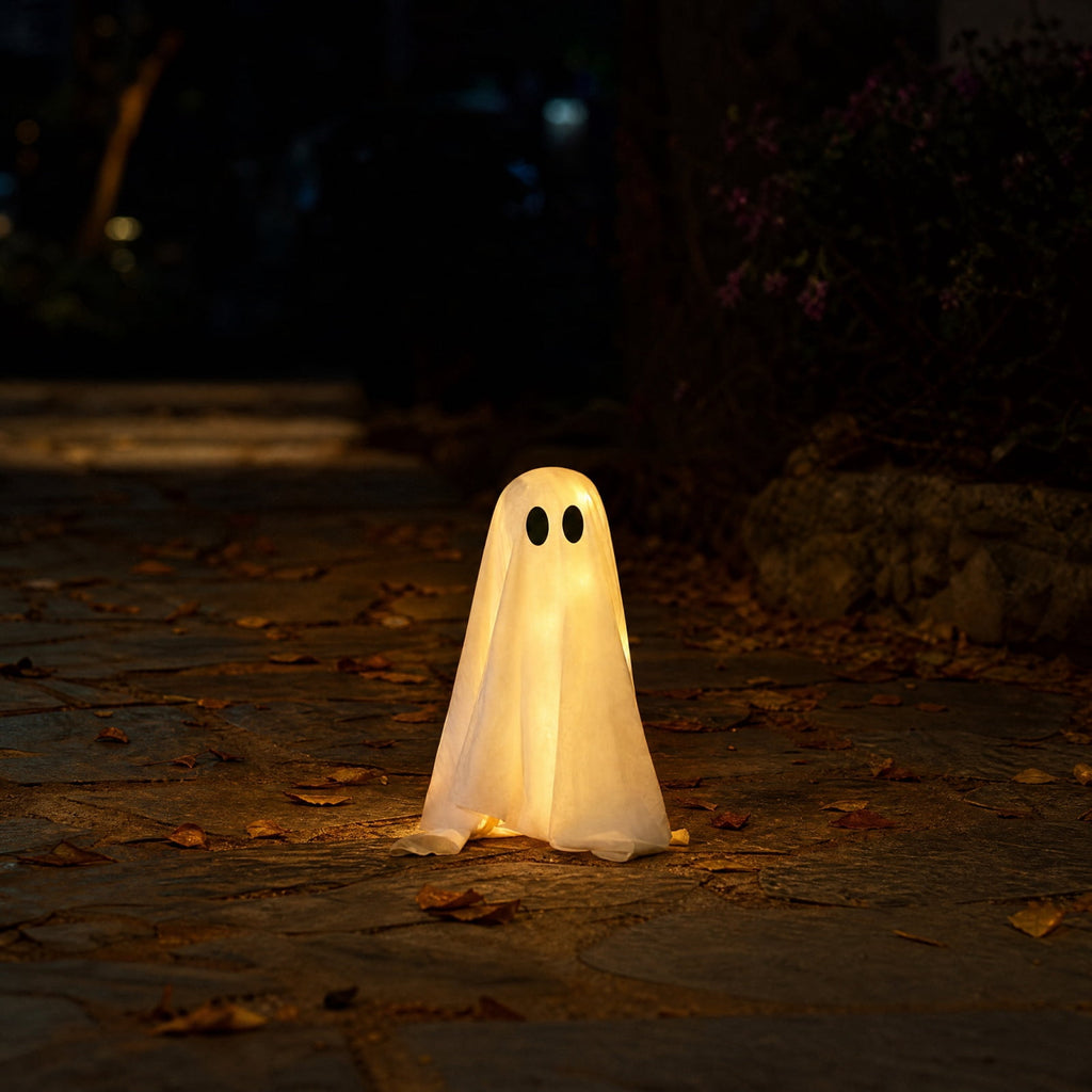 Halloween Decorations Outdoor, Lighted Hanging Ghost Decor with Witch Hat & Broom, LED Flying Ghost Decoration for Porch, Yard, Tree, Patio, Haunted House & Indoor Party 43.3in