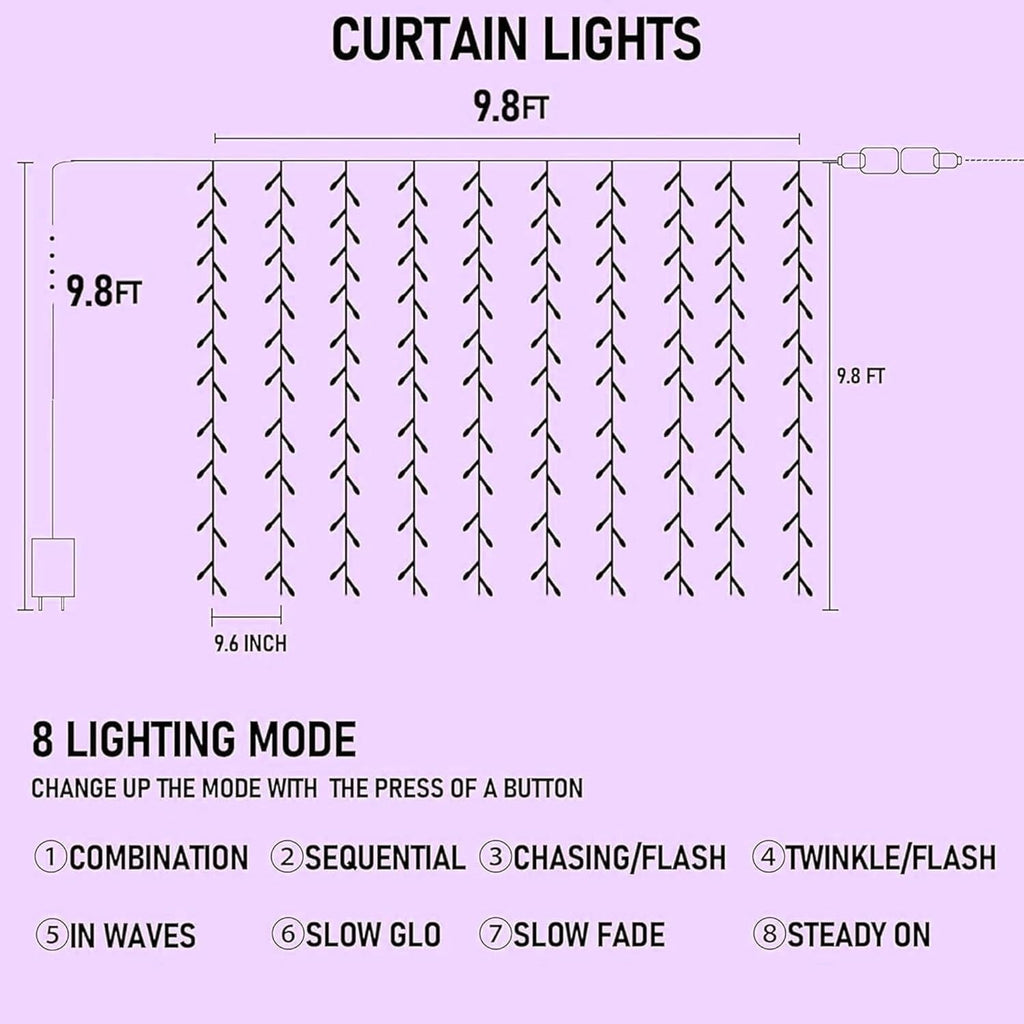 General Smart Curtain Lights, 400LED 6.6FT x 6.6FT Color Changing Valentine's Day Christmas Lights with Remote & APP, Dynamic DIY Fairy String Lights for Indoor Outdoor Bedroom Decorations