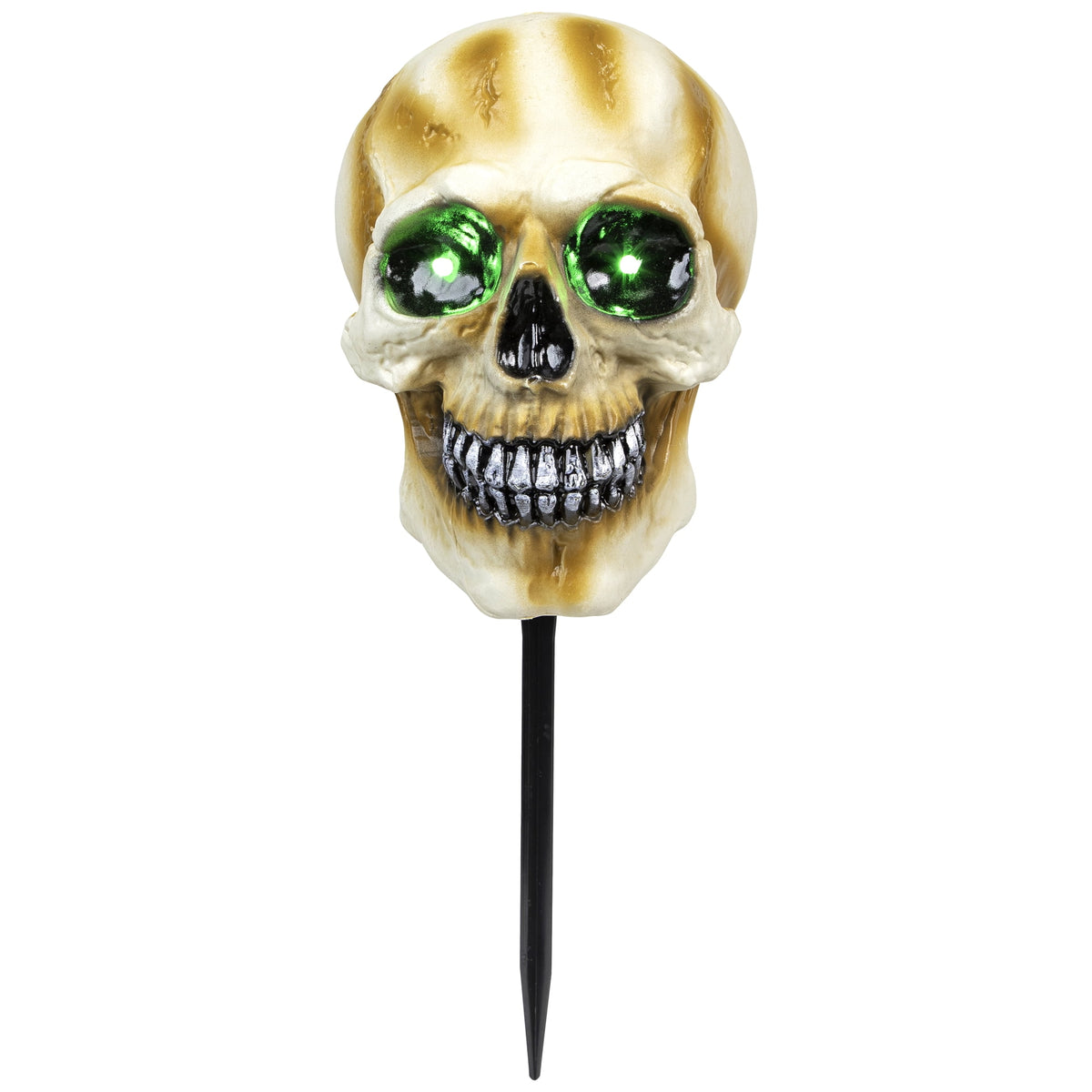 Northlight LED Lighted Skeleton Head Halloween Outdoor Pathway Markers with Sound - 15" - Set of 3