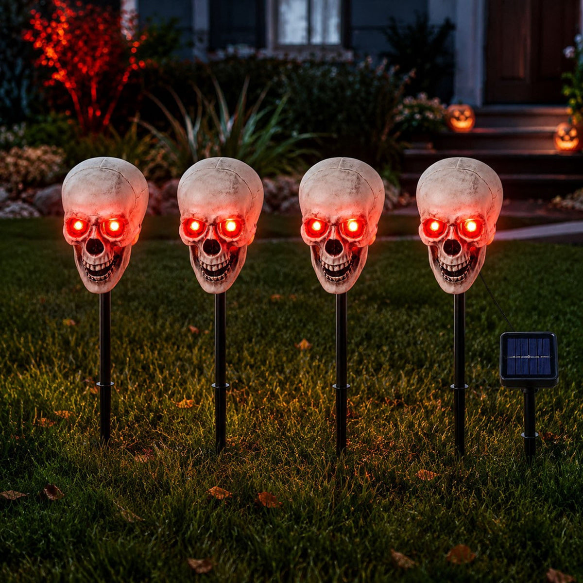 Halloween Lawn Decor, Solar Powered Glowing Skeleton Stake Lights For Bar Window Household Ornaments