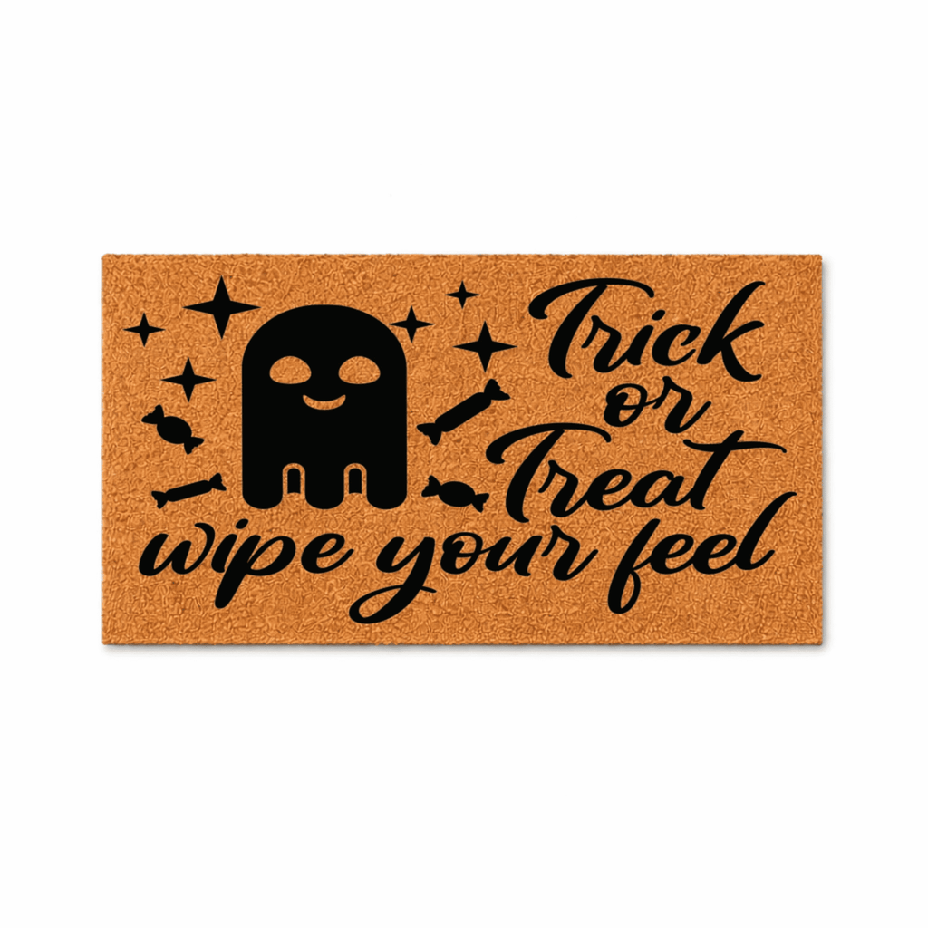 Trick Or Treat Wipe Your Feet Doormat, Halloween Front Door Mat, Funny Ghost Candy Welcome Rug, Indoor Outdoor Entryway Decor 3469 (36x60 inches) 3469