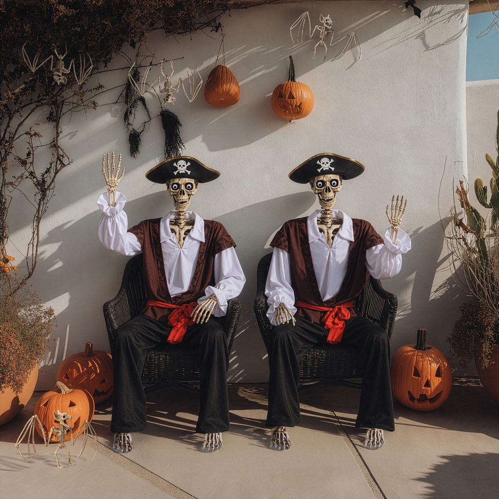 Yescom 5.6ft Halloween Pirate Captain Skeleton Life Size Human Bone Movable Joints Outdoor Decor 2026