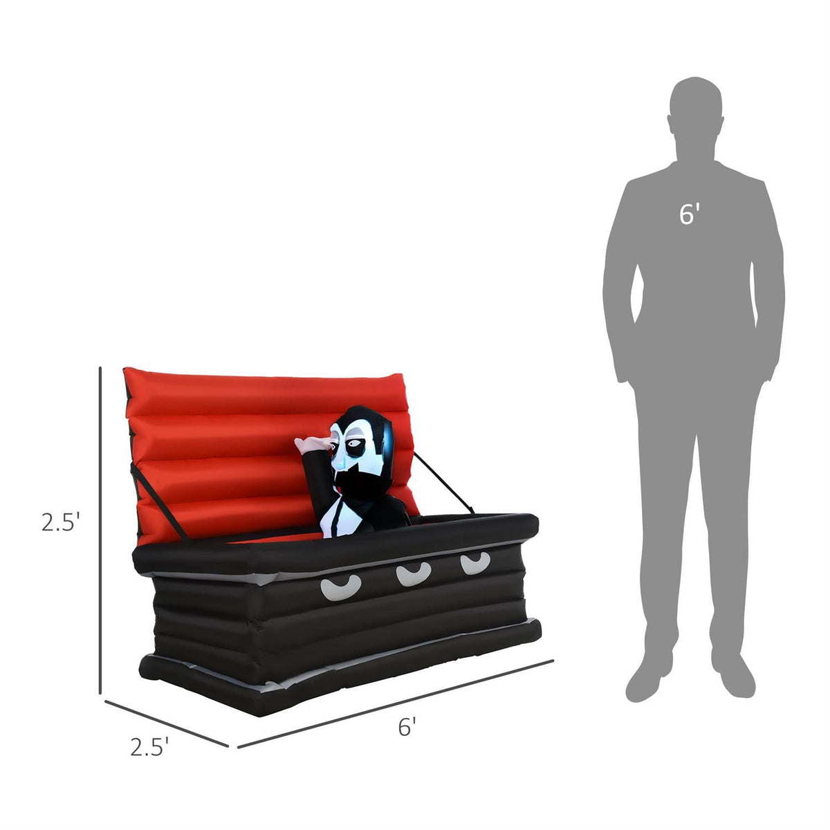 Demi Bonn 6ft W Halloween Inflatables Outdoor Decorations Vampire and Giant Coffin, Blow Up LED Yard Decor, for Garden, Lawn, Party, Holiday, Black