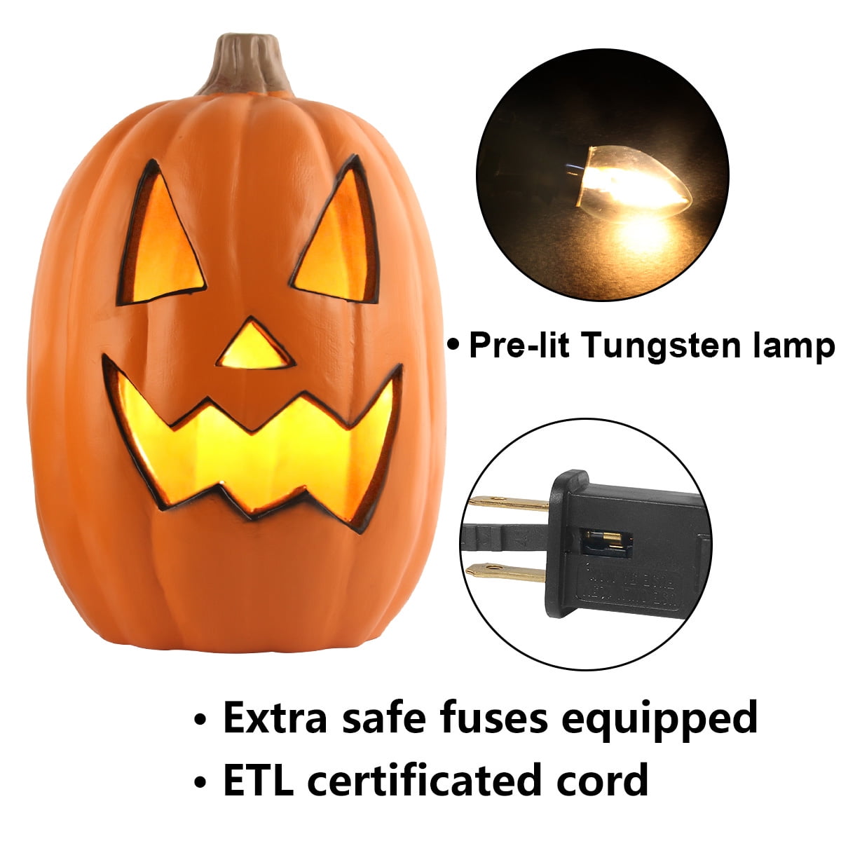 Light Up Jack-O'-Lantern Pumpkins, 14 in and 16 in, 2 Piece LED Halloween Set with Stacked Pumpkin Decoration