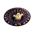 3D Visual Halloween Round Rug Non Soft Velvet Glowing Ghost Black Hole Floor Mat for Living Room Bedroom Entryway(White Purple-140cm)