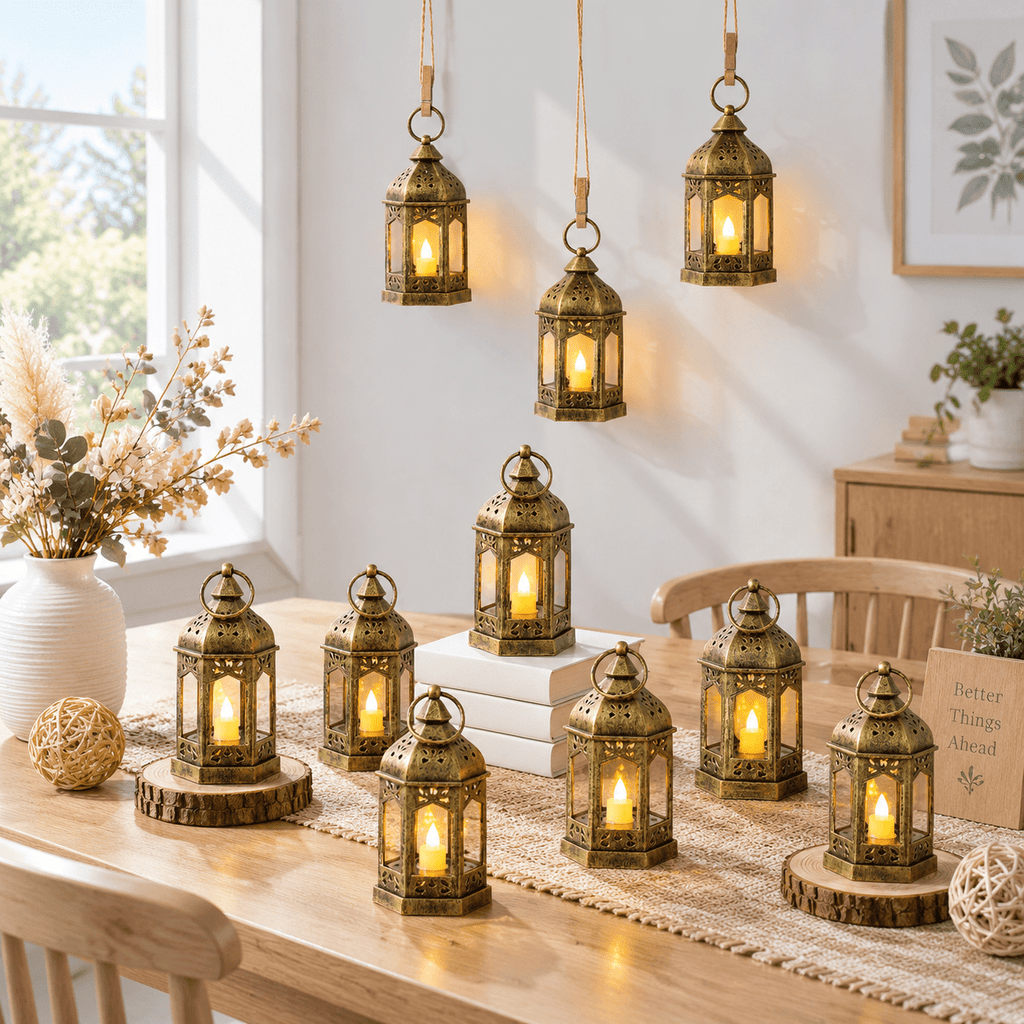 Mini Lantern With Flickering Led Candles Set Of 20 Vintdecorative Hanging Candle Lanterns Formas Wedding Decorations Party Table