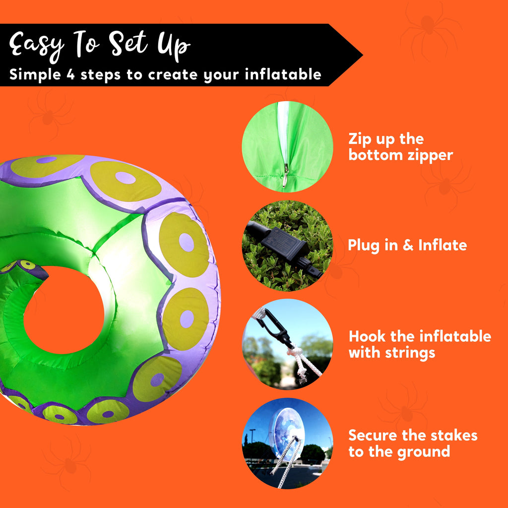 Joyfy 9 ft Halloween Inflatable UFO Alien Decoration with Built-in LEDs,UFO Halloween Decorations Outdoor Blow Up Yard Lawn Decoration
