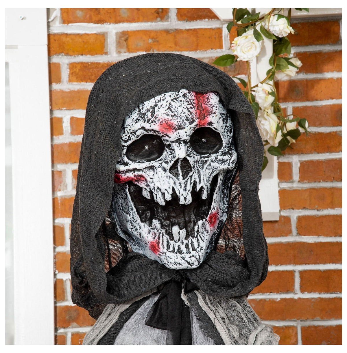 Halloween Witch Decoration Animated Prop - 74" Skeleton with Light Up Eyes & Howling Sound - Indoor/Outdoor Spooky Decor for Yard, Parties