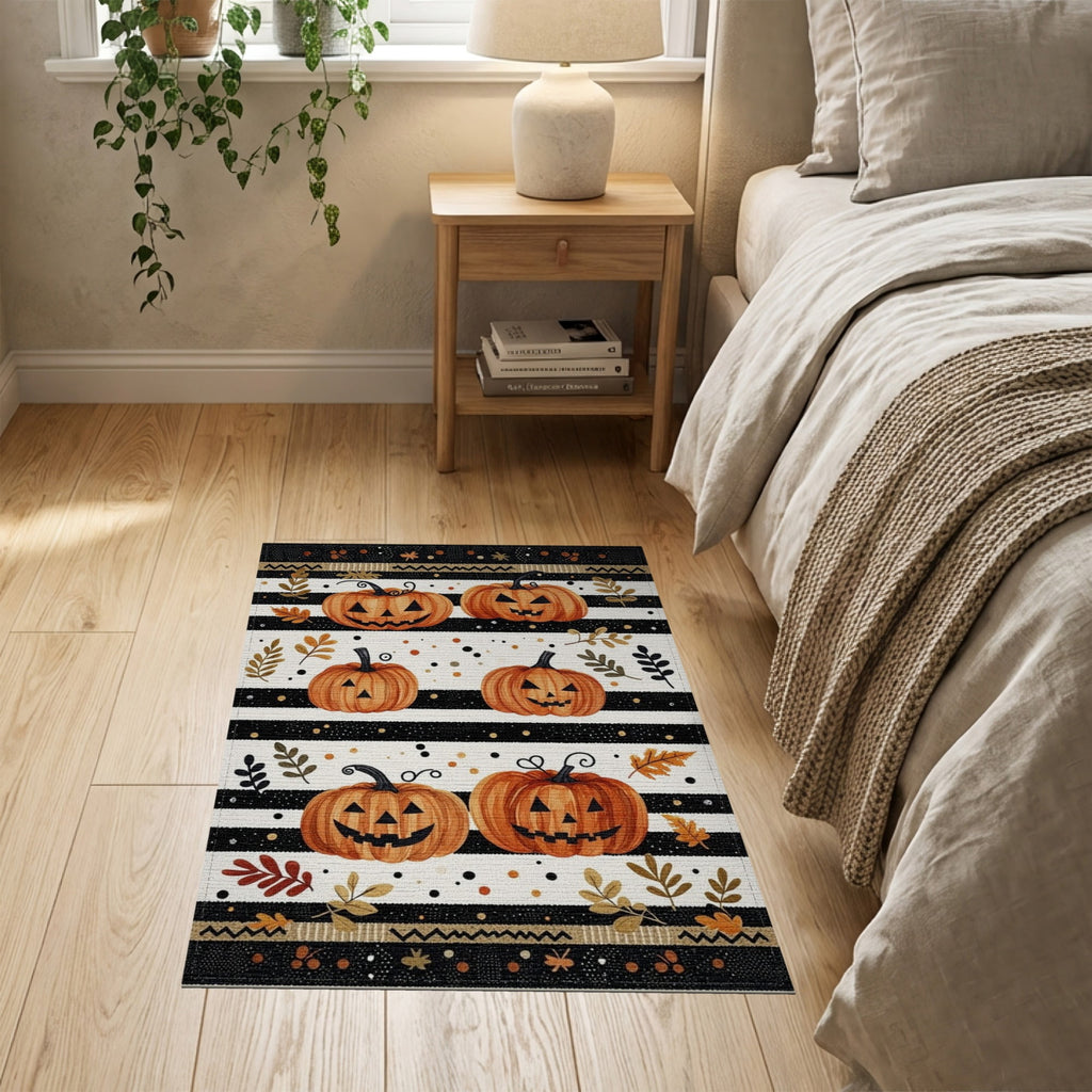 ODIKA Halloween Striped Pumpkin Ghost Farmhouse Welcome Fallc Door Pet Friendly & Kids Safe Play for Playroom, Bedroom, Reading Nook