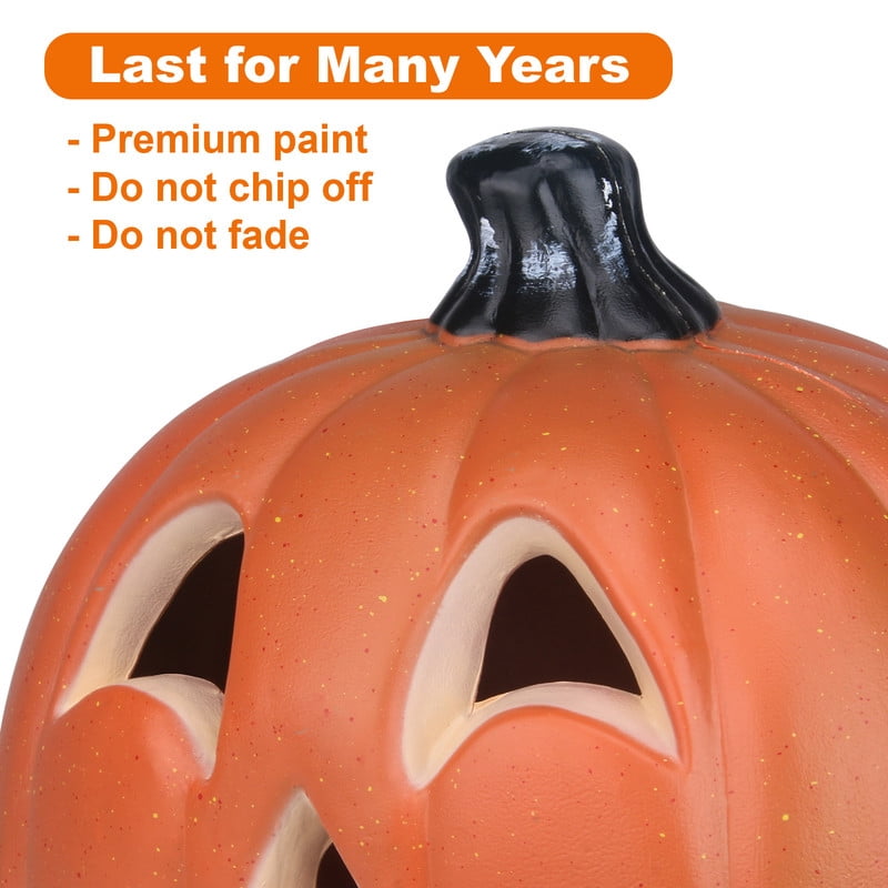 DUNCHATY 21" LED Pumpkin Light, Extra Large Angry Jack O' Lantern Halloween Decor for Outdoor Yard - Furious Face