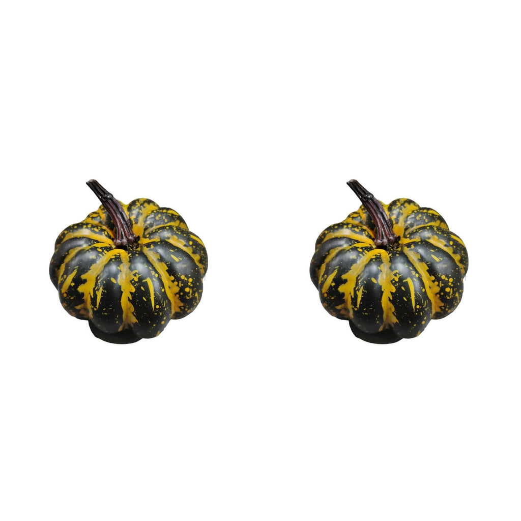 13.7" Halloween Foam Pumpkin Decorations, 2 Pack Artificial Pumpkins for Table Mantel Shelf Display, Fall Autumn Home Decor for Thanksgiving Party (Green)