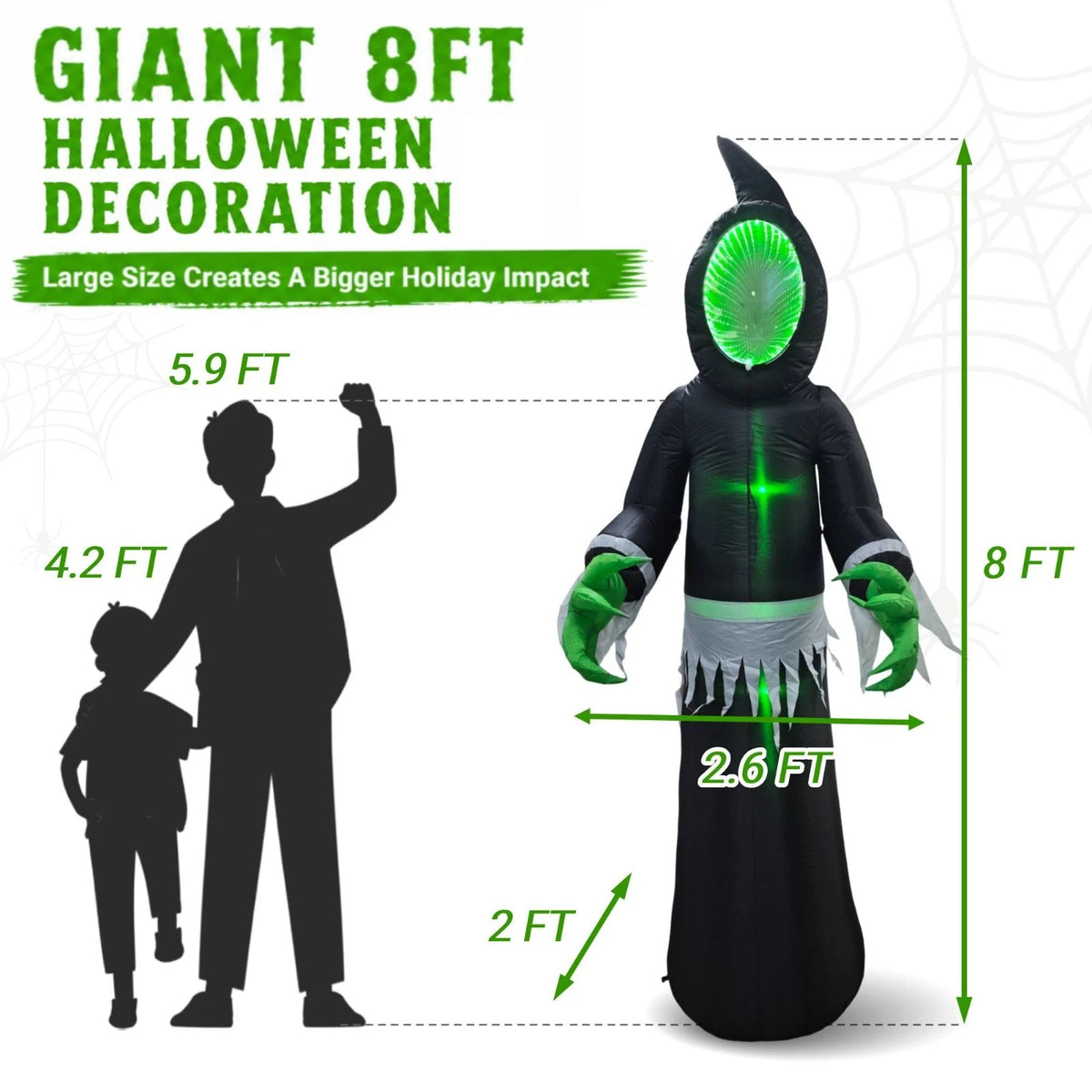 8FT Halloween Inflatable Decoration with 3D Infinity Depth Illision, Auto Changing LED Lights Outdoor Halloween Yard Decor