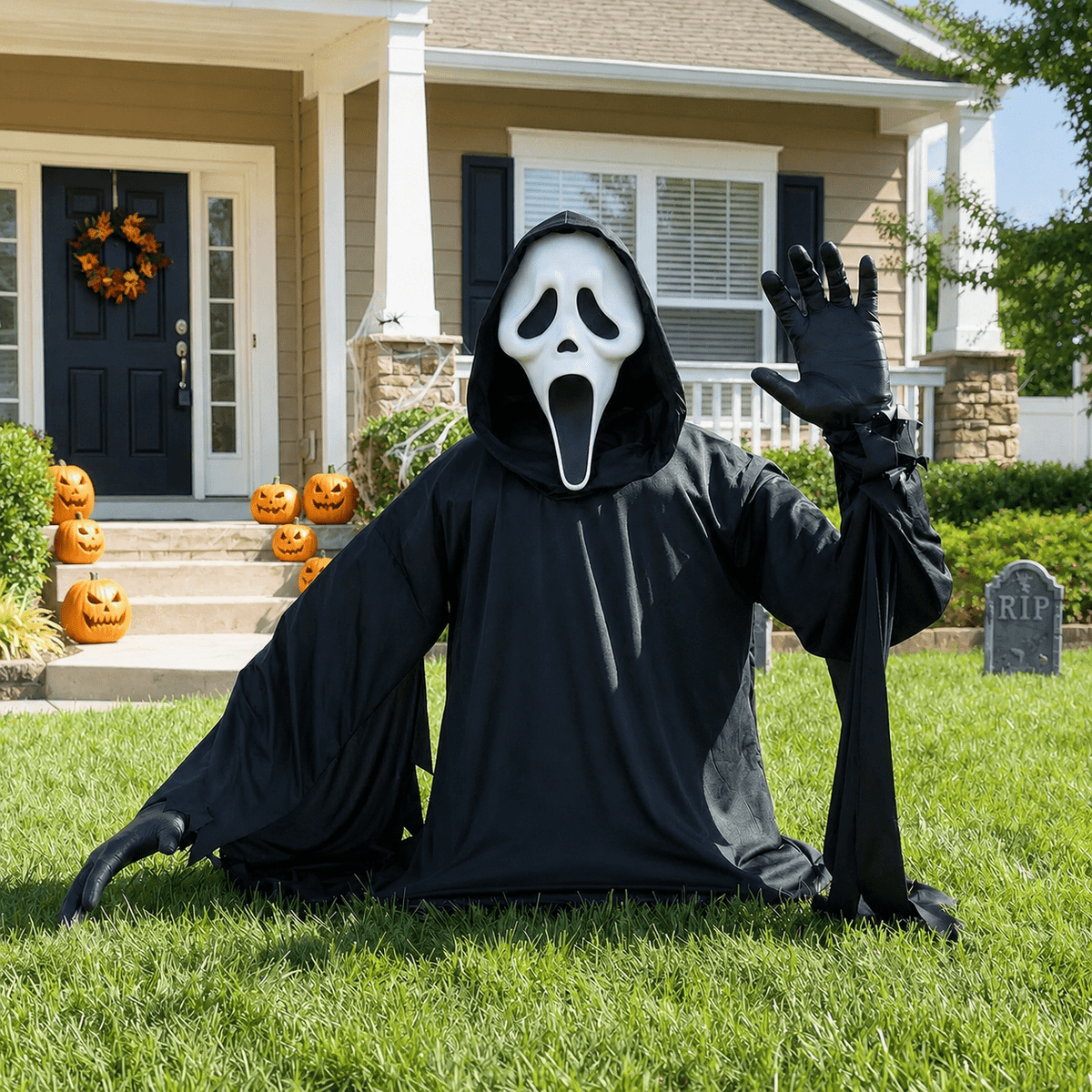 Fun World FW96661 4 ft Ghost Face® Waving Grave Breaker™ Halloween Decoration