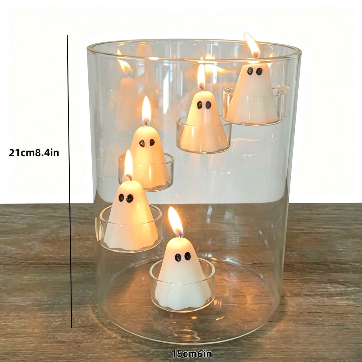 Halloween Glass Cylinder Hurricane Candle Holder for Tea Light Pillar Candle Holders Table Centerpiece,Clear Decorative Geometric Candle Holder for Wedding,Party(ONLY Candle Holder+Candle)
