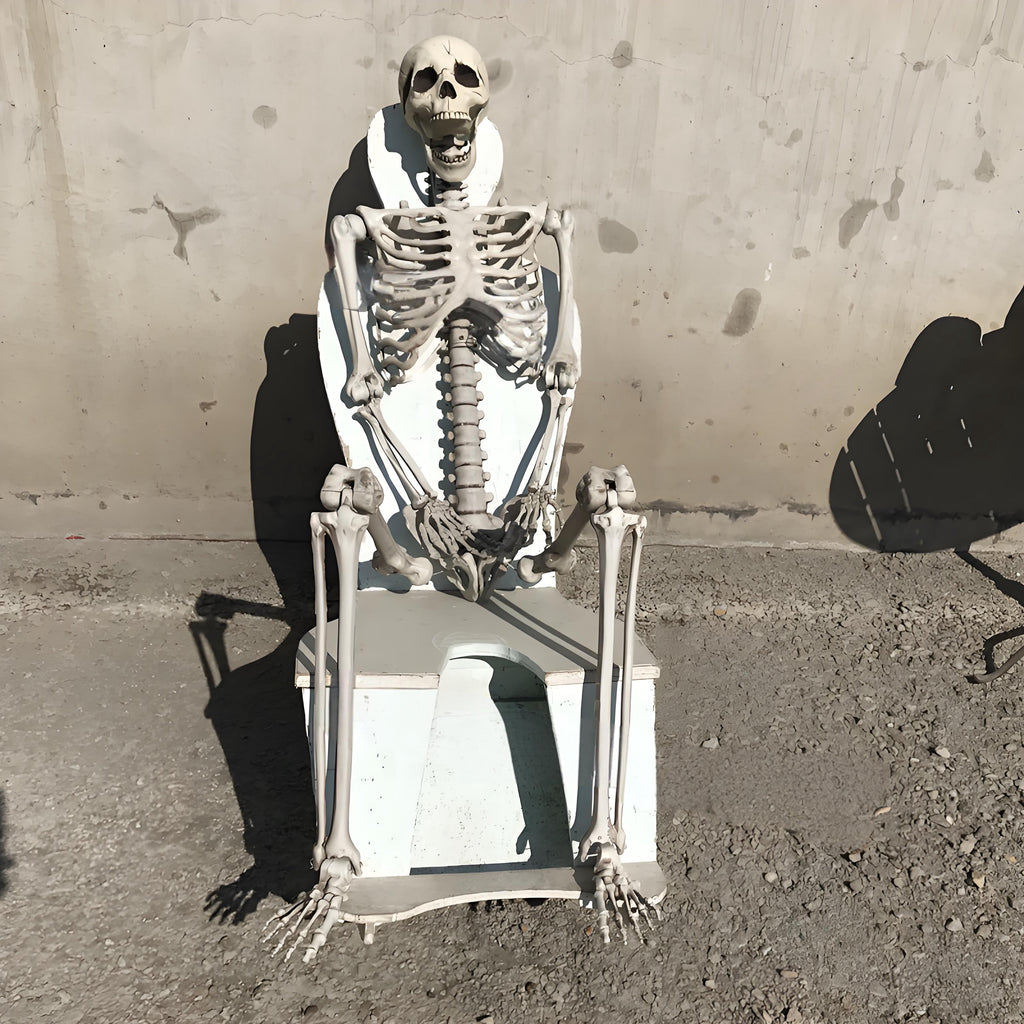 5.5ft Halloween Skeleton, Tall Outdoor Skeleton with Full Body Posable Joints, Scary Plastic Large Skeleton for Halloween Haunted House Spooky Scene Decorations