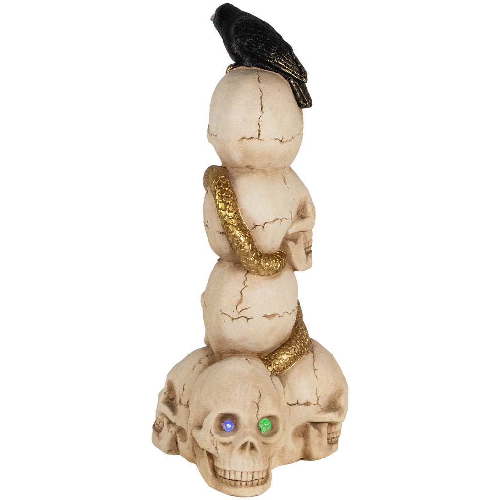 Northlight LED Lighted Skull Tower with Raven and Snake Halloween Decoration - 27.5" - Multicolor
