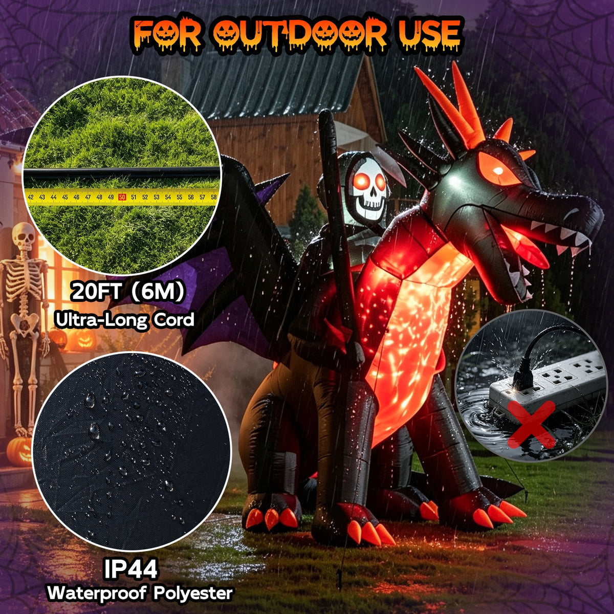 BSHAPPLUS® 9 ft Halloween Pumpkin UFO Inflatable,Walk-in Inflatable Yard Decor with Levitating Cow,Built-in LED Lights,Outdoor Blow up Decor for Lawn Garden Party,19.7ft Extra-Long Power Cord