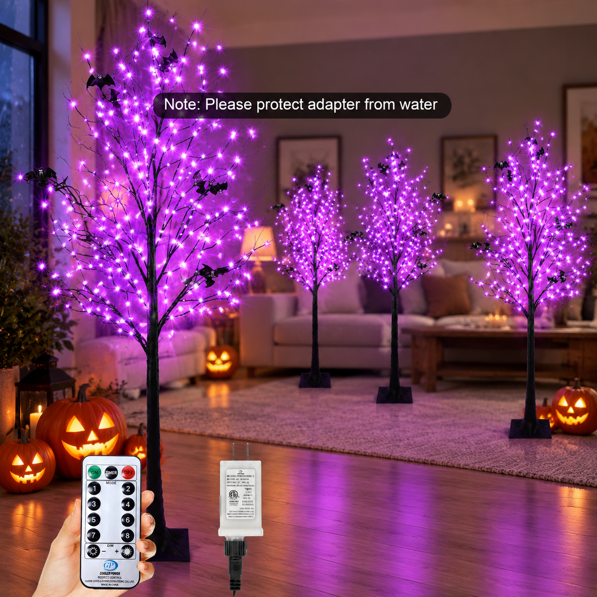 Lighted Tree With 260 Led Lights 6ft Black Timer 8 Modes Dimmable Web & Bats Diy Indoor Outdoor Decorations