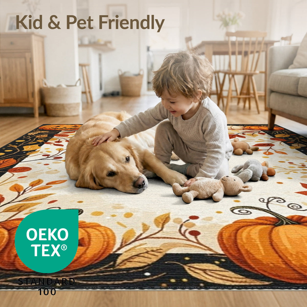 ODIKA Halloween Striped Pumpkin Ghost Farmhouse Welcome Fallc Door Pet Friendly & Kids Safe Play for Playroom, Bedroom, Reading Nook