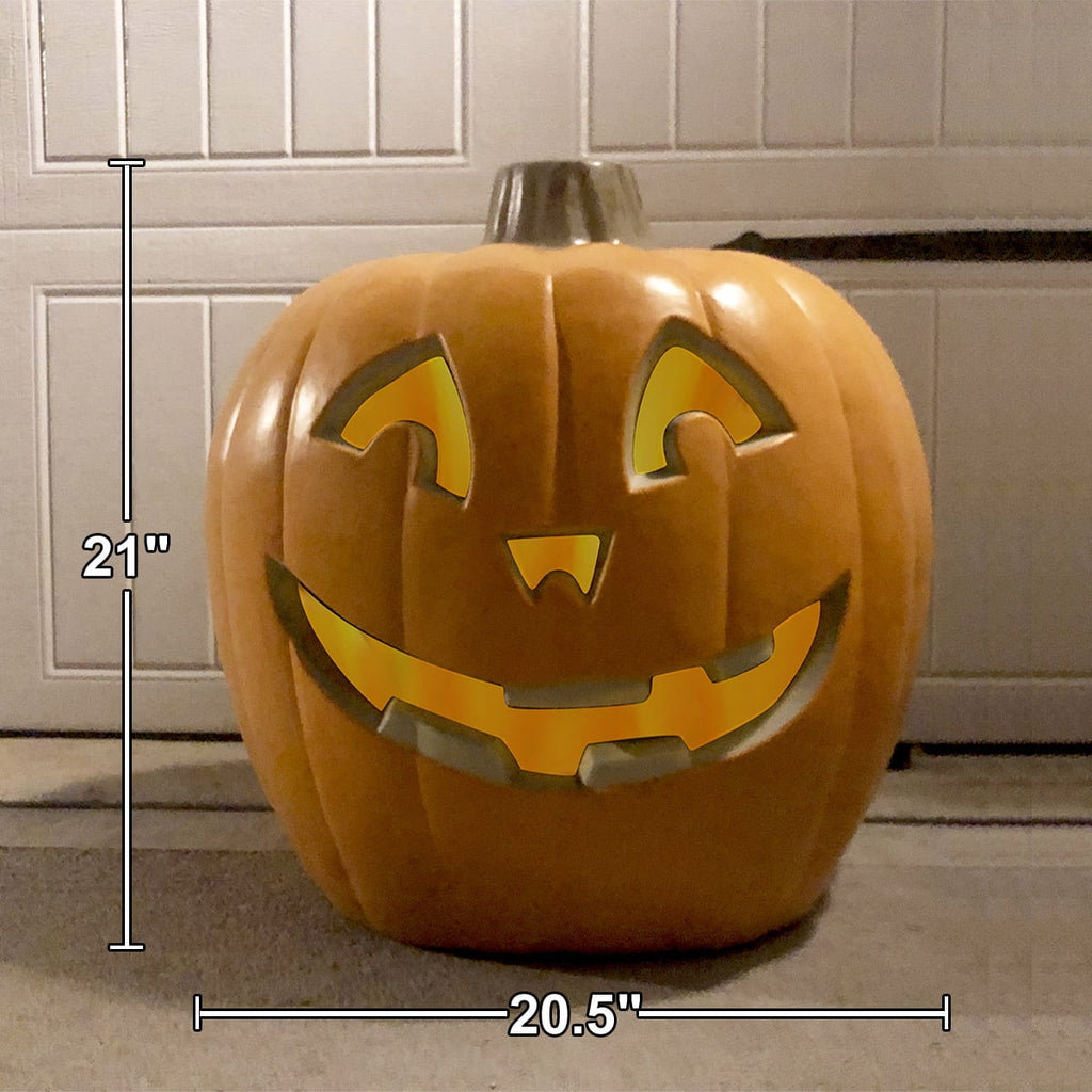 20" Light-Up Jack-O-Lantern - Pre-Lit Halloween Pumpkin Lantern for Indoor/Outdoor Décor, Garden, Patio, Front Door - Smile