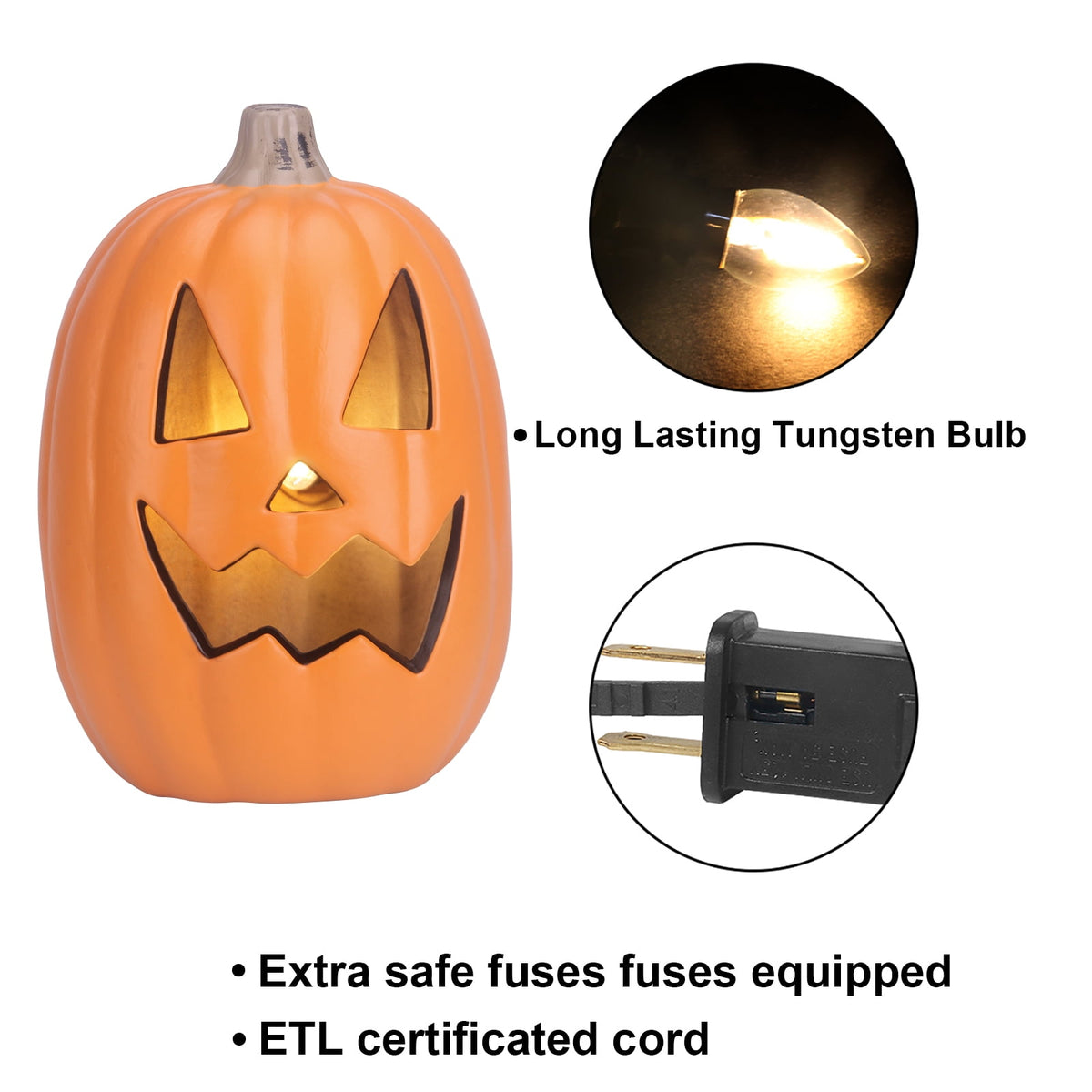 Gamexcel 21" LED Light-Up Jack O Lantern, Pre-lit Halloween Plastic Pumpkin Lights for Indoor/Outdoor Decoration - Angry Face