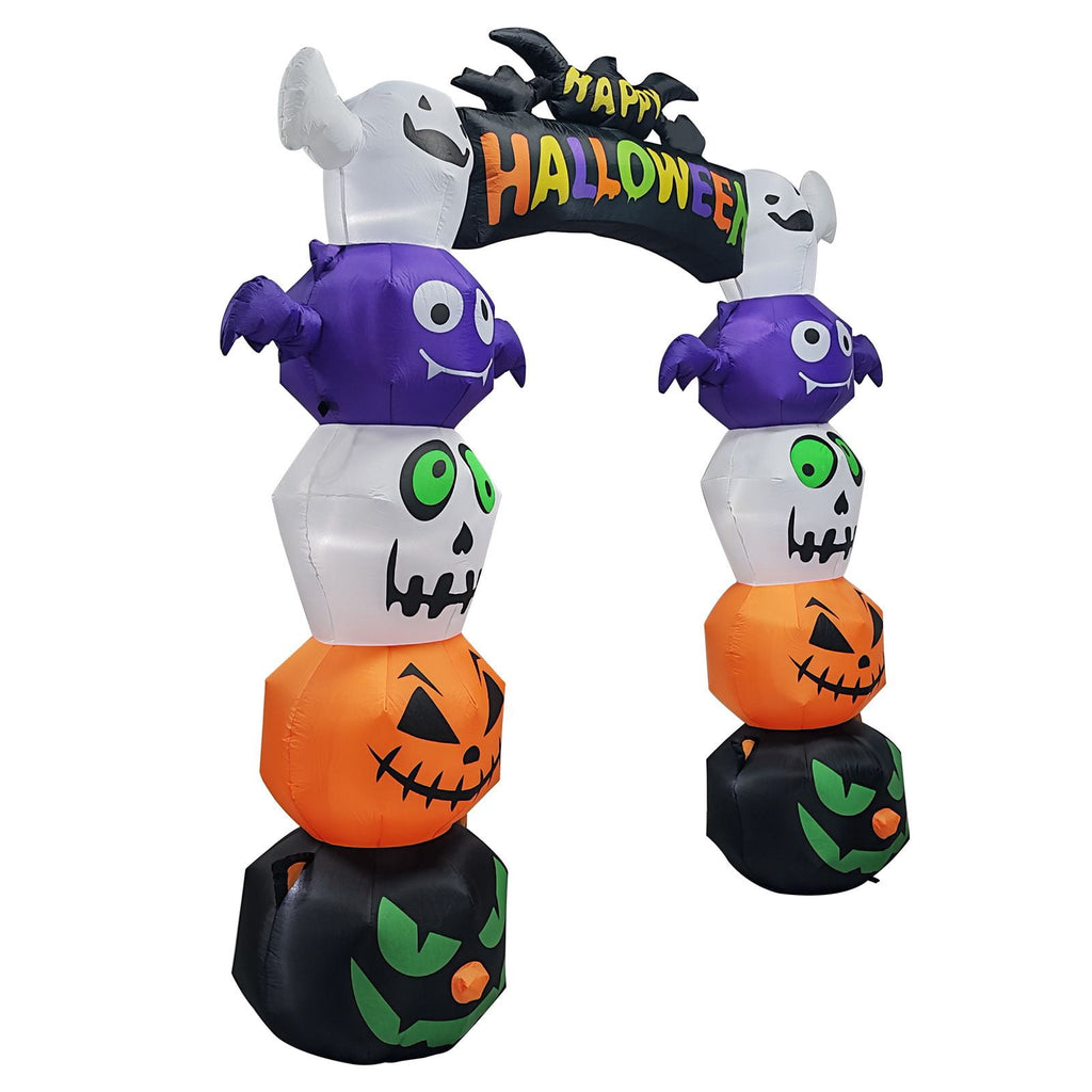 8.2FT Halloween Inflatable Pumpkin Archway with Built-in LED Lights Waterproof Polyester Blow Up Yard Decoration for Garden Party Walkway