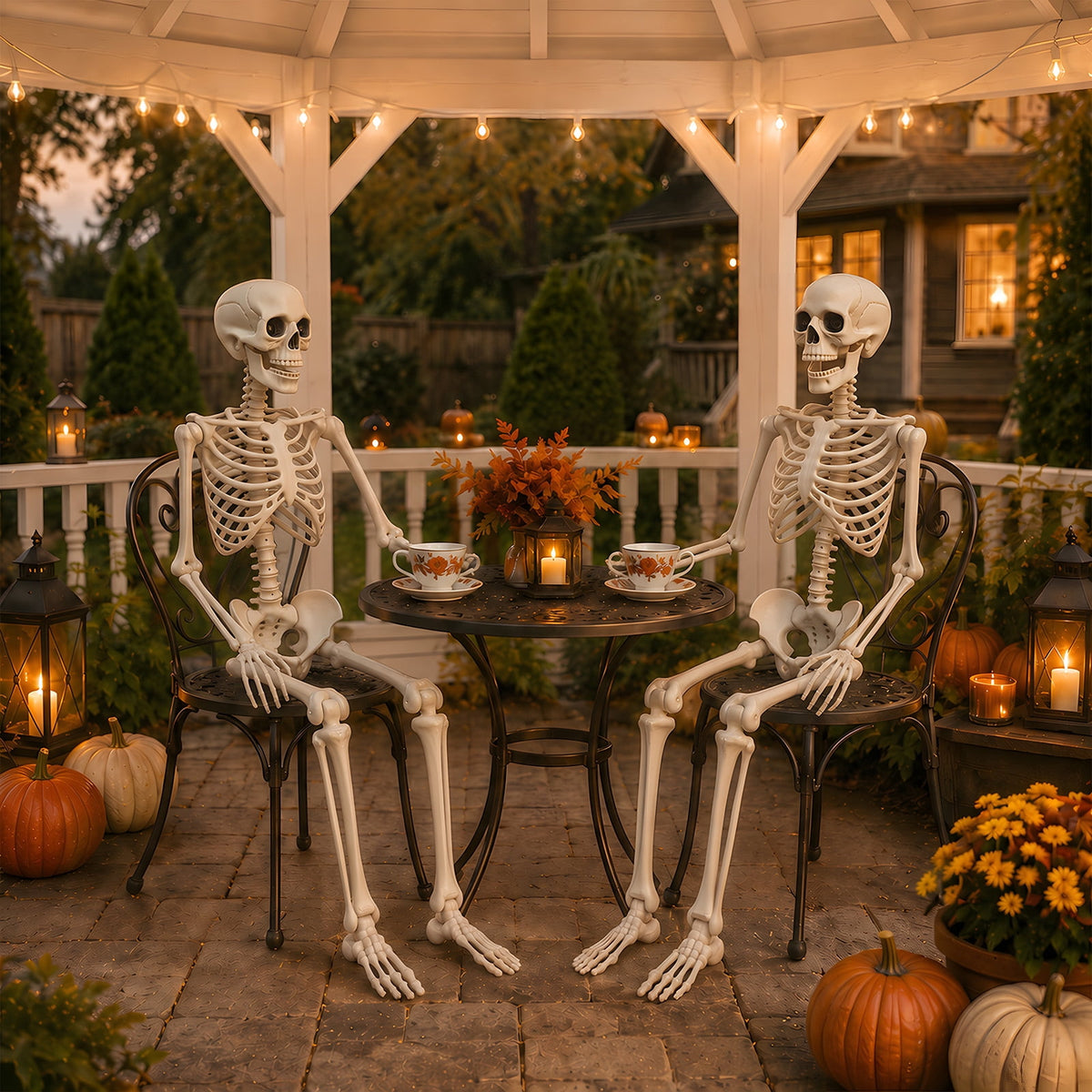 THE BRIVE 5.4ft Life Size Poseable Halloween Skeleton, Movable Joint Plastic Prop for Yard Porch Party Decor