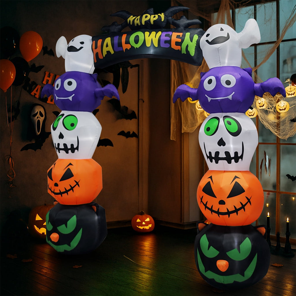 8.2FT Halloween Inflatable Pumpkin Archway with 7 LED Lights for Yard Display