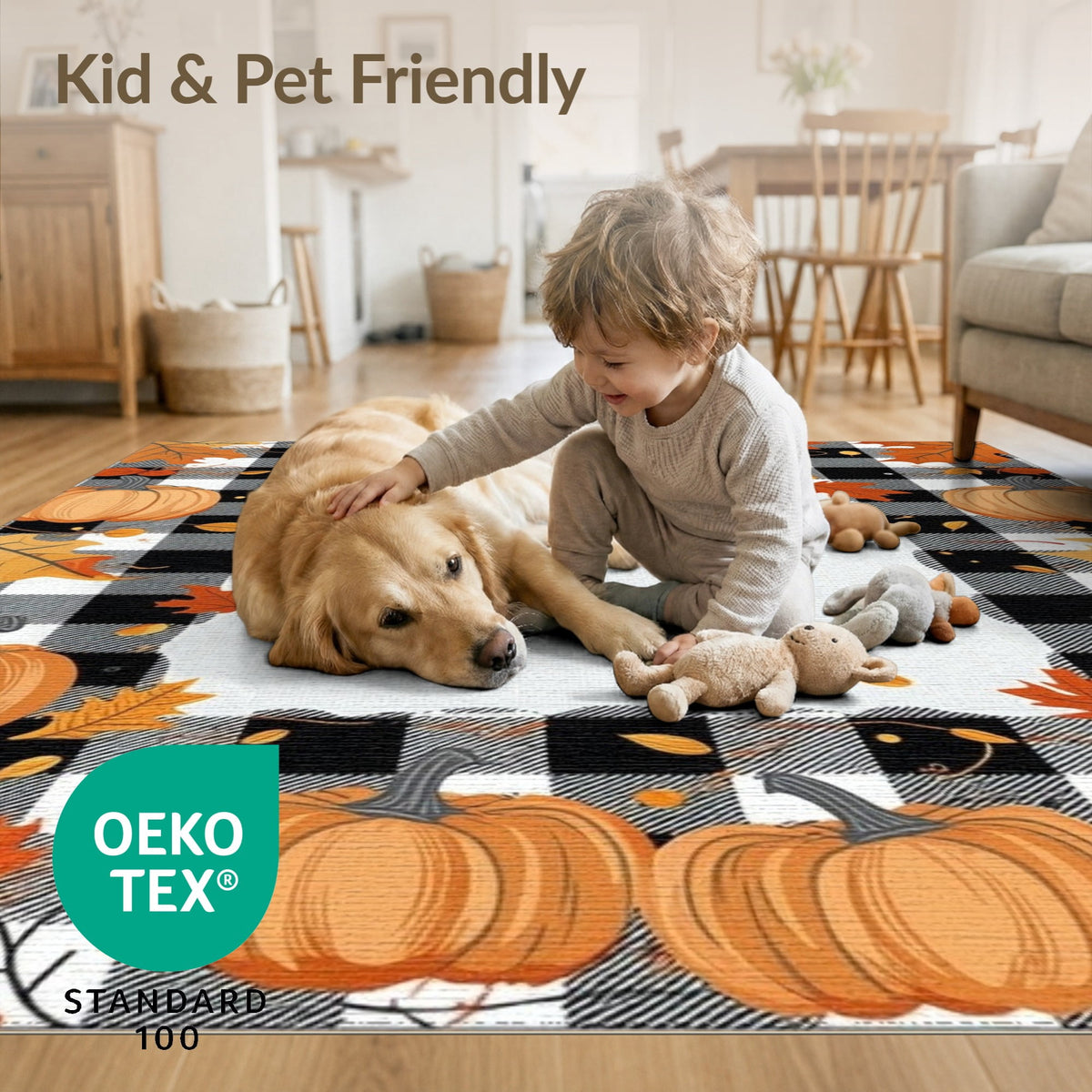 ODIKA Halloween Striped Pumpkin Ghost Farmhouse Welcome Fallc Door Pet Friendly & Kids Safe Play for Playroom, Bedroom, Reading Nook