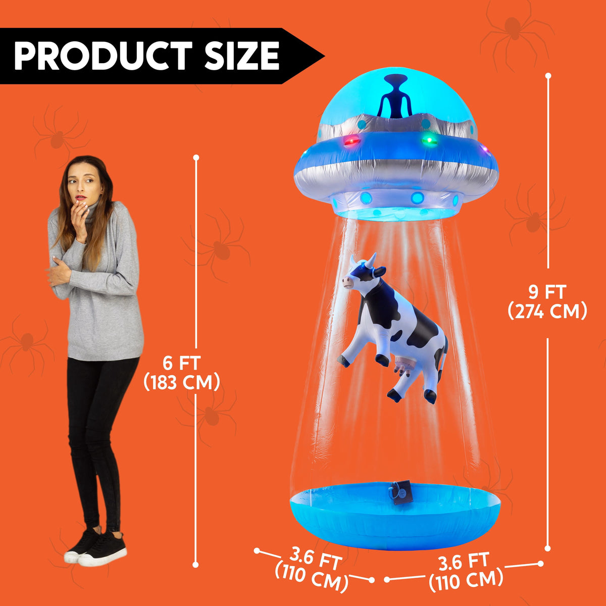 Joyfy 9 ft Halloween Inflatable UFO Alien Decoration with Built-in LEDs,UFO Halloween Decorations Outdoor Blow Up Yard Lawn Decoration