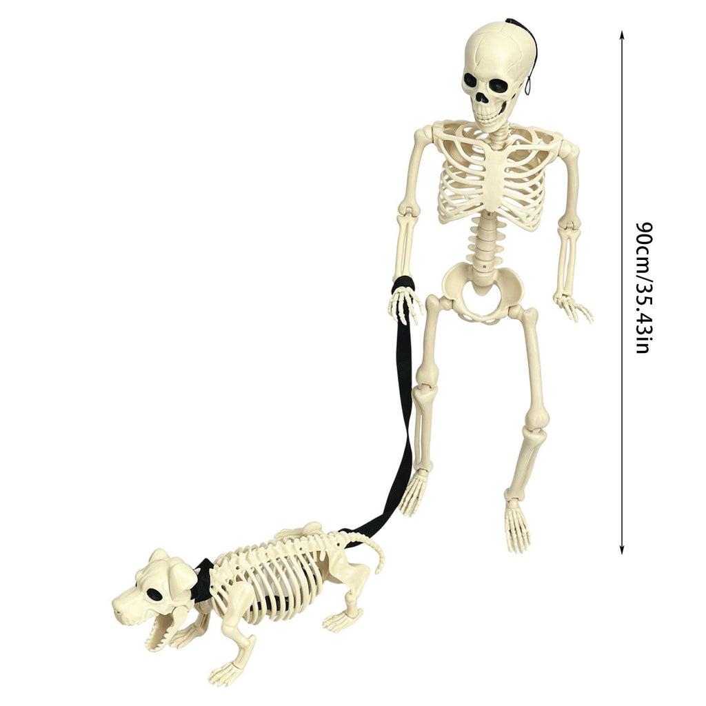 Human Dog Skeleton Halloween Decor, Posable Design for Indoor and Outdoor Seasonal Ornament