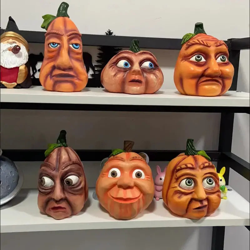 6PCS Halloween Spooky Pumpkin Monster Home Decoration - Perfect For Yard Home Decor, Ghost Party Pumpkin Eccentric Resin Craft