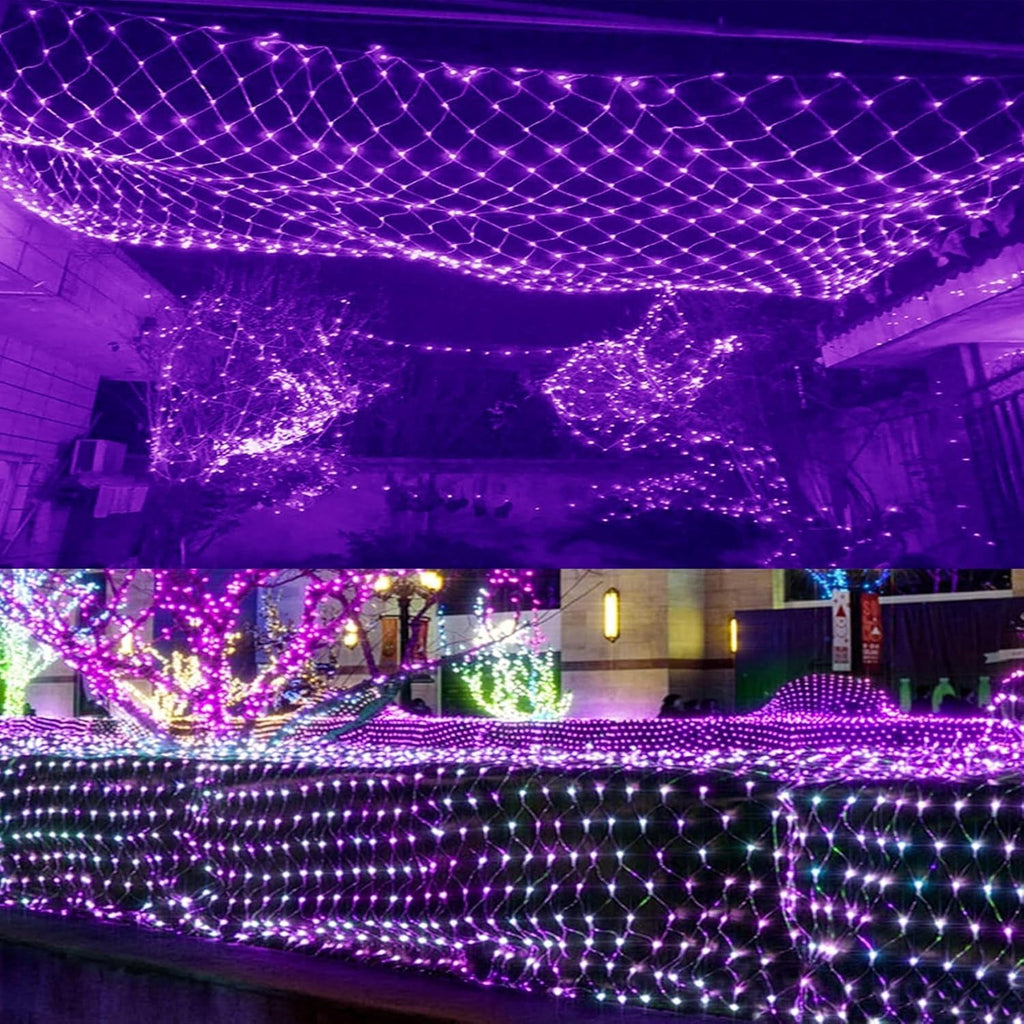 Garden Net Lights Battery Operated 4x6M 672LED Waterproof Net Mesh String Lights 8 Modes Fairy Lights for Indoor Outdoor Christmas Tree Bush Garden Backyard Décor