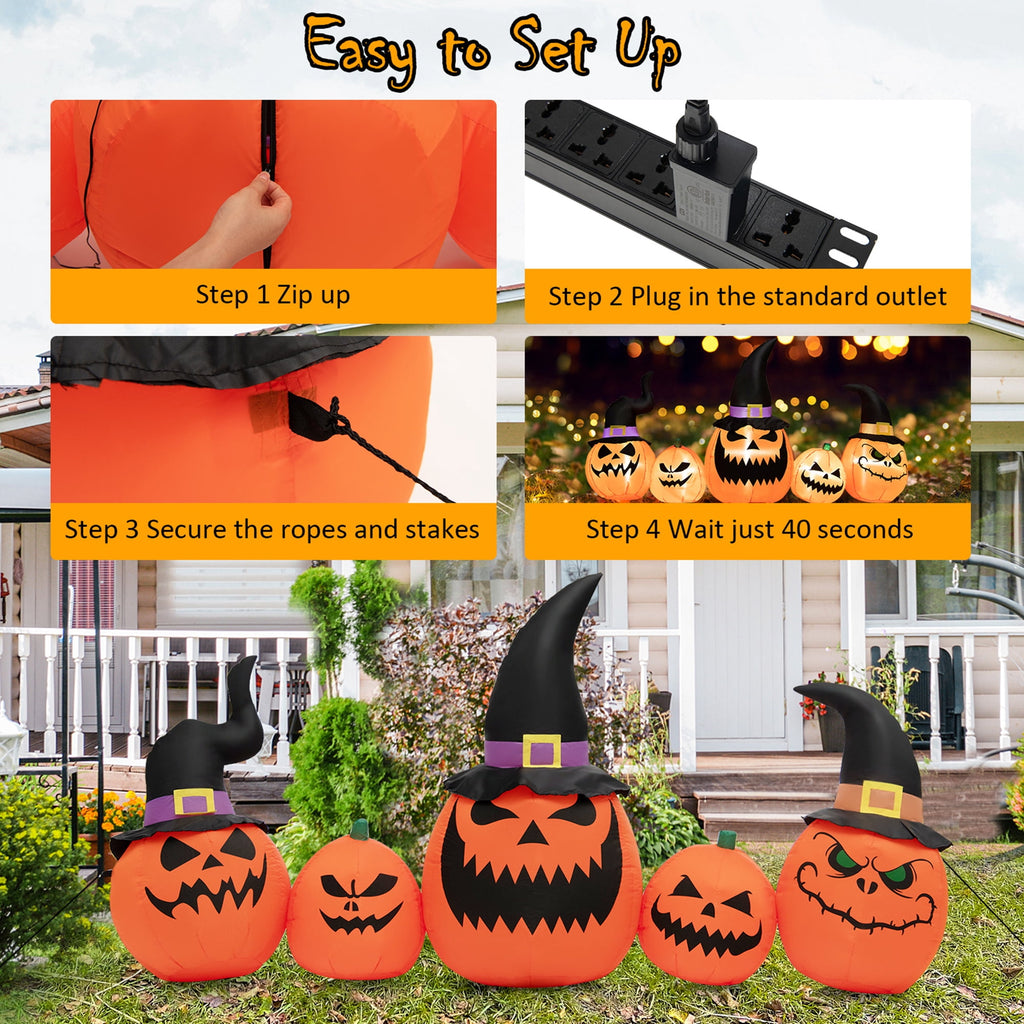 Gymax 4' Inflatable Halloween Pumpkin Yard Decoration w/Built-in LED Lights