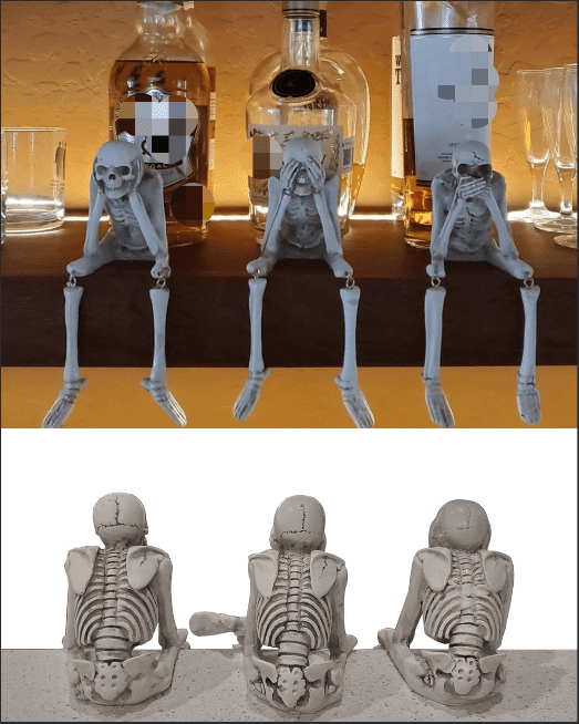 No Evil Skeleton Statue Set for Halloween and Day of the Dead Decor