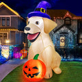 5 Ft Halloween Inflatable Dog with Pumpkin LED Outdoor Yard Decoration