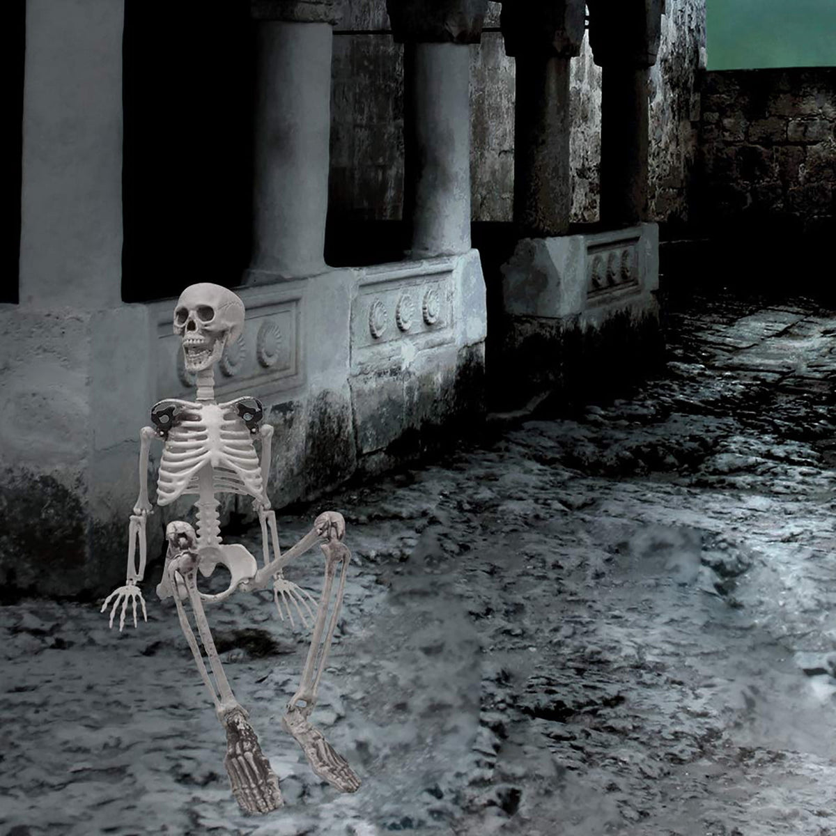 2Pcs 90Cm Human Skeleton Ornament Halloween Party Bar Props Halloween Full Body Skeleton Props Realistic Human Bones With Movable Joints For Halloween Part Event Party