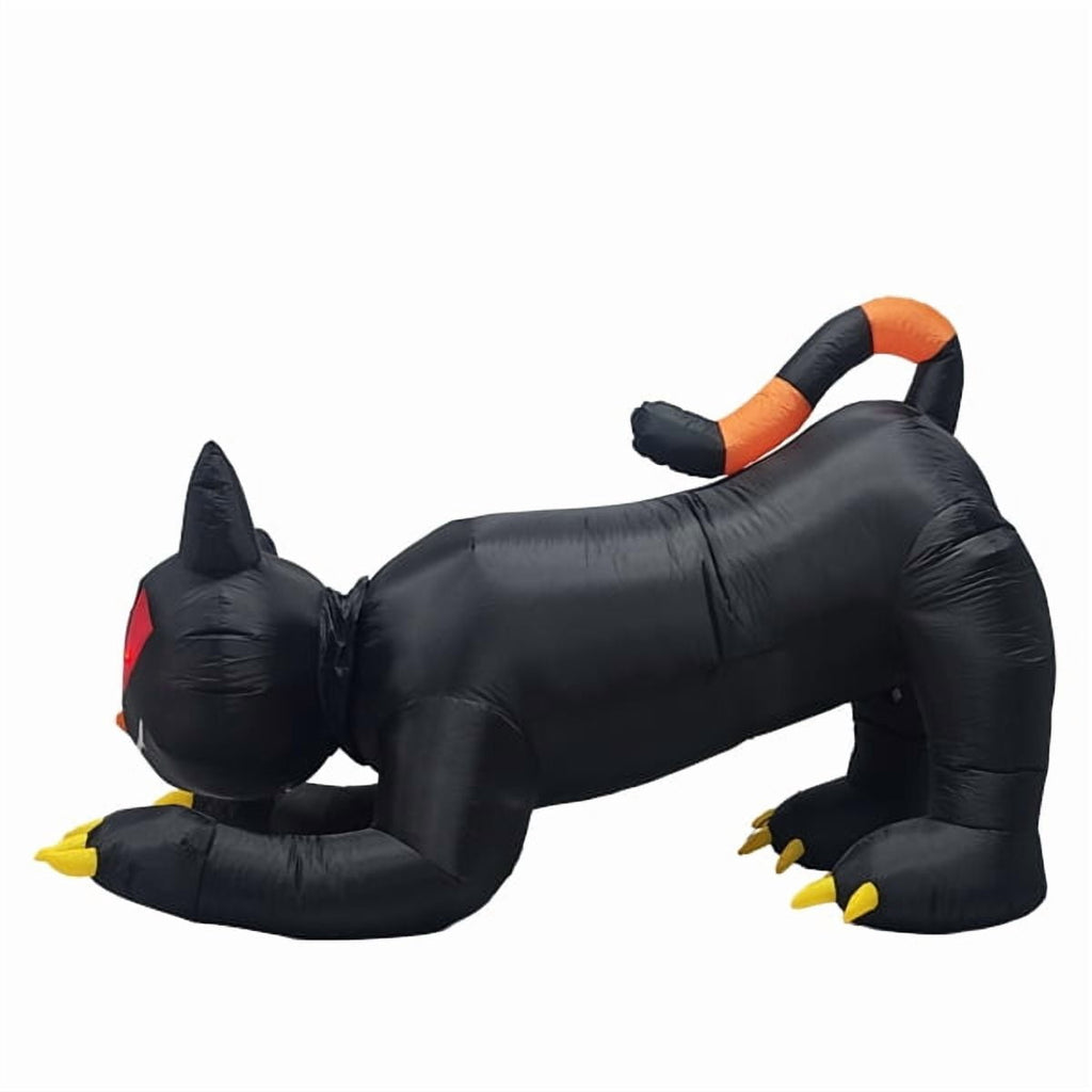 6.5FT Halloween Inflatable Animated Black Cat, Weather-Resistant Polyester, Quick Inflation with Stakes/Ropes for Yard/Patio
