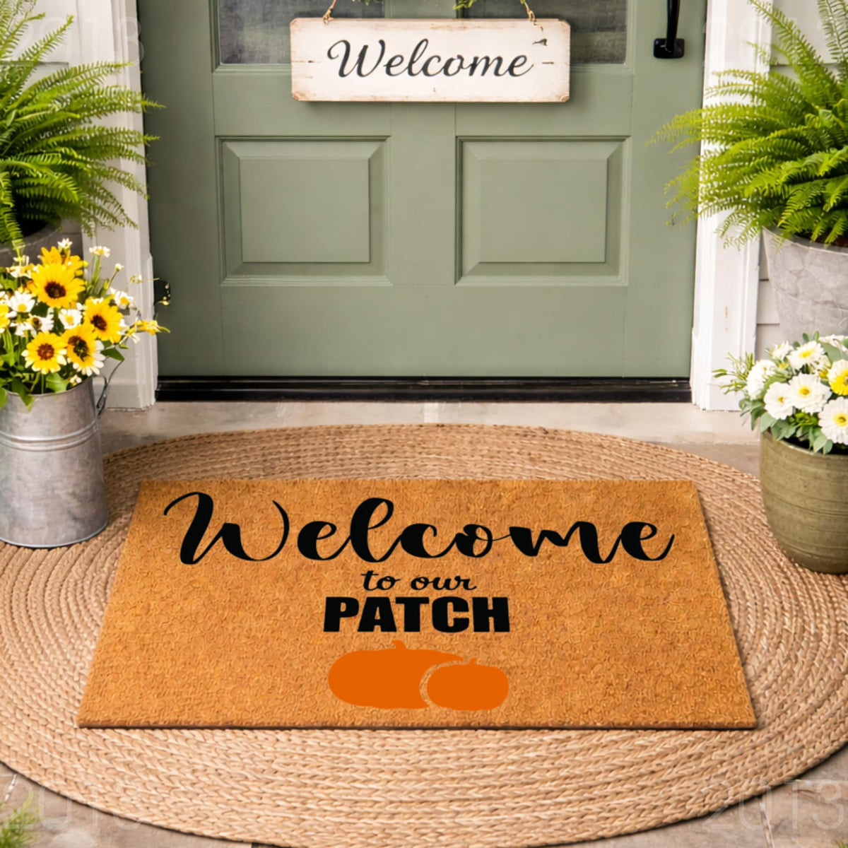 Doormat Welcome To Our Patch Pumpkin Cute Halloween Gift Welcome (36" x 72") #2013