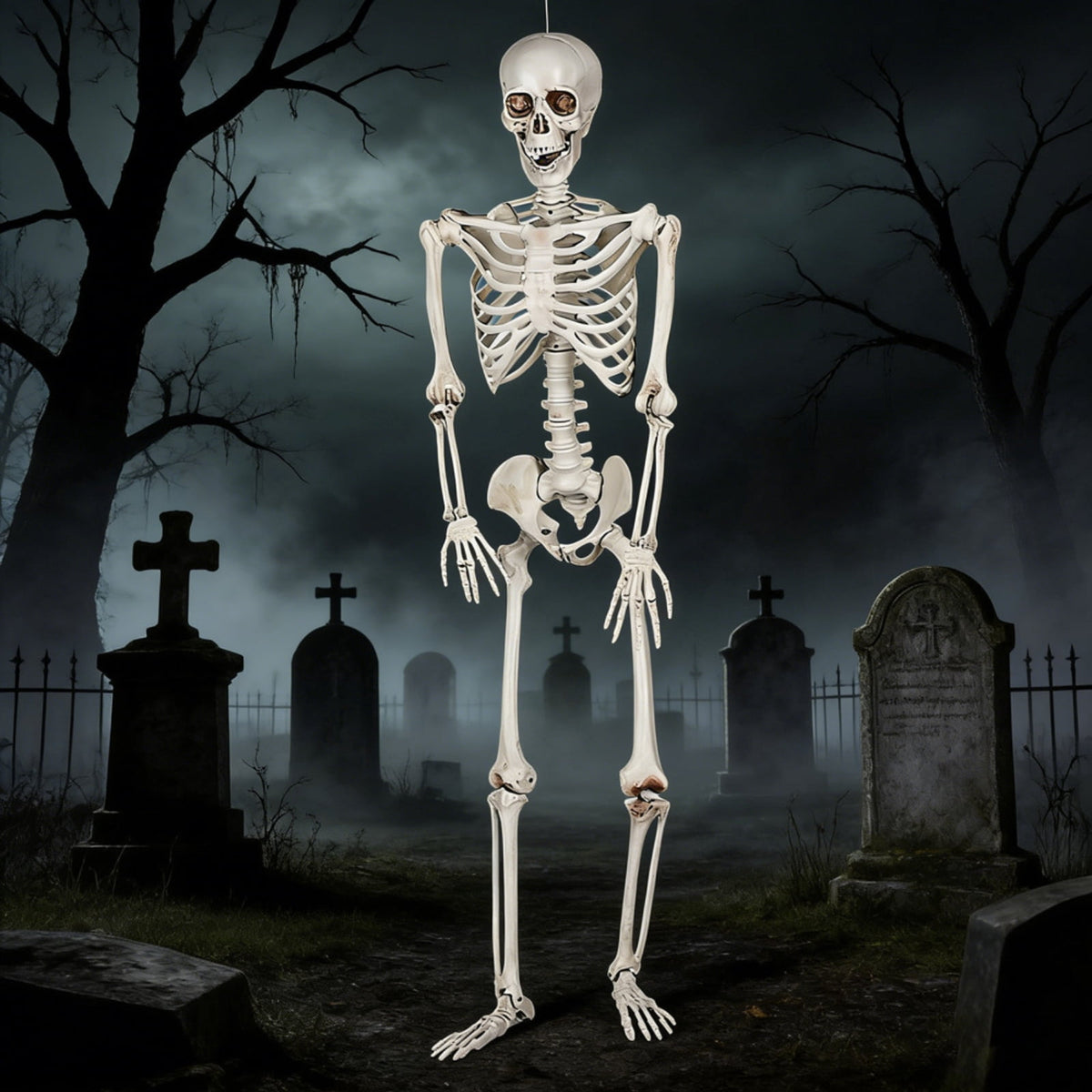 GoLucid Halloween Full Body Skeleton Decoration 78.74", Life Size Posable Skeleton Prop 200cm, Indoor Outdoor Haunted Yard Decor