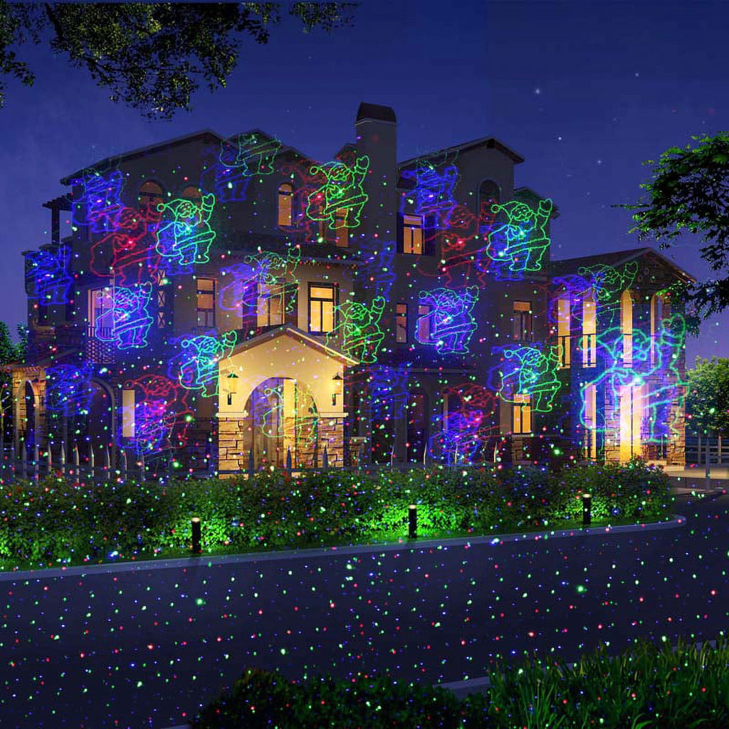 LEDMALL Motion Pattern Firefly 3 models in 1 Continuous 18 Patterns LEDMALL RGB Outdoor Laser Garden and Christmas Lights with RF remote control and Security kit