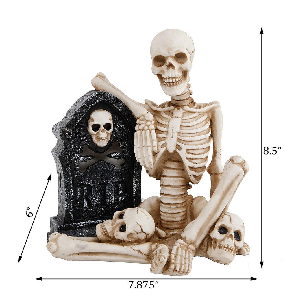 Flora Bunda HW2638E Skeleton & Tombstone w/ Color Changing LED Lights, Ployresin FT-2638E