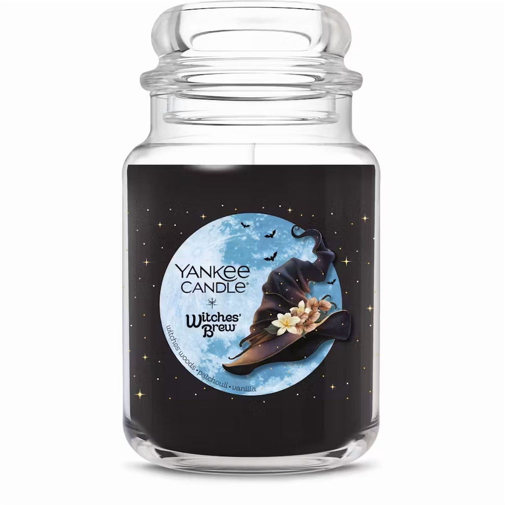 Yankee Candle Witches' Brew Large Original Jar Candle with a Flicker Halloween Witches Glass Jar Shade