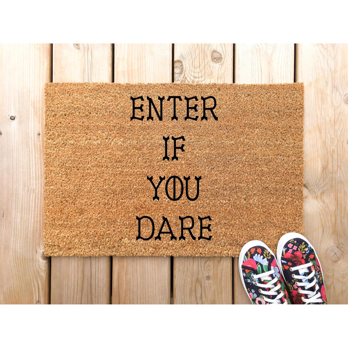 Enter If You Dare Doormat, Funny Halloween Welcome Mat, Outdoor Entryway Door Mat (36x72 inches) WoodByStu 5148