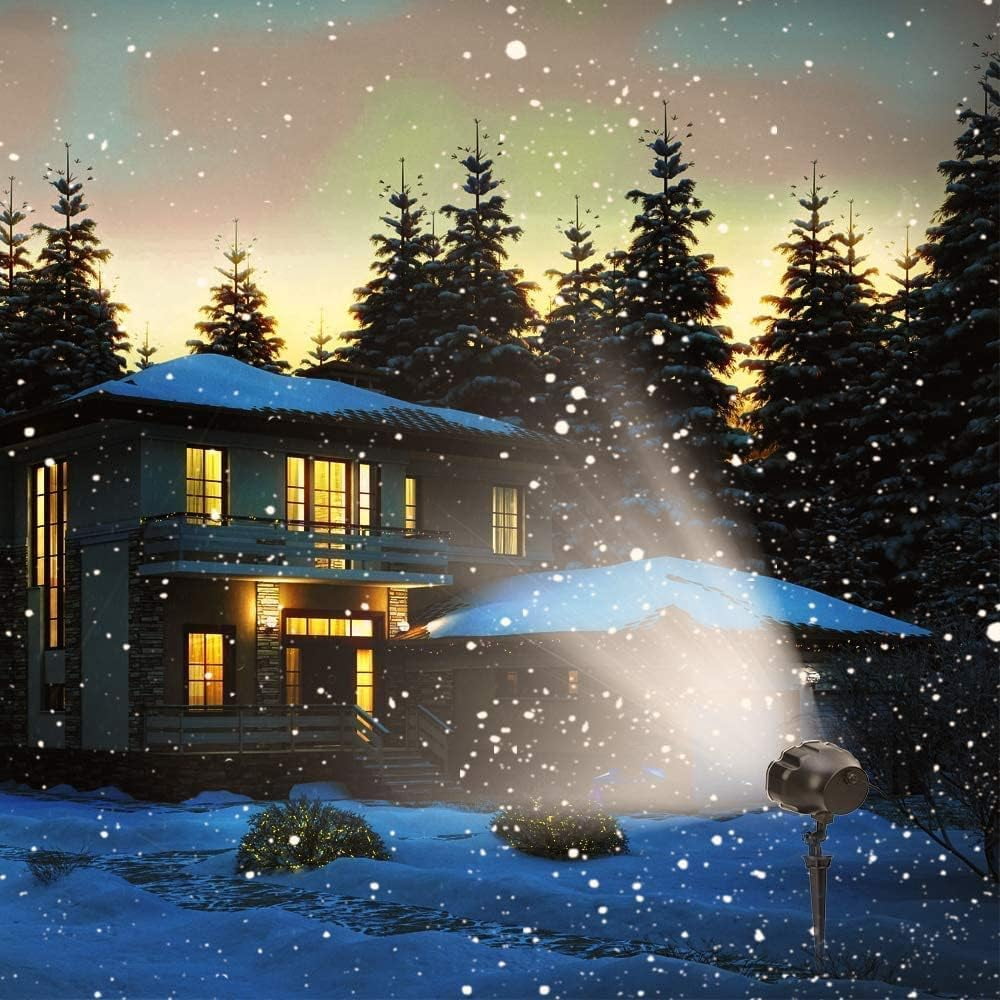 LINLIN Snowflake Projector Light, LED Christmas Snow Light Landscape Spotlights Waterproof with Remote&Timer Decorative Lighting