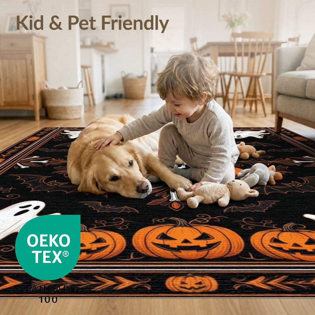 ODIKA Halloween October Phantom Gourd Flying Creature Fiber Doormat Stain Resistant Low Profile for Dorm Room, Small Living Apartment