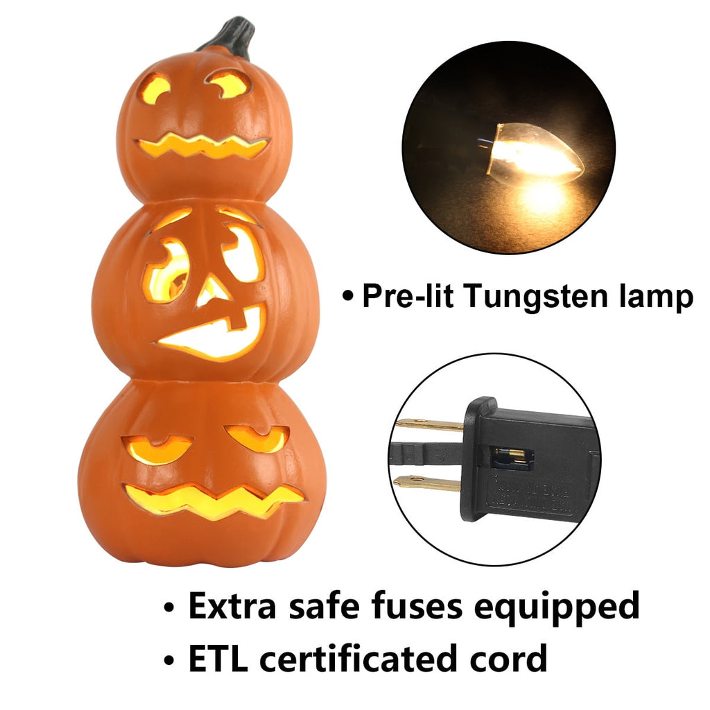 DUNCHATY LED Halloween Pumpkin Lights Set of 2, LED Pumpkin Decorations, Halloween Decor for Outdoor, Garden & Window (20"+21")