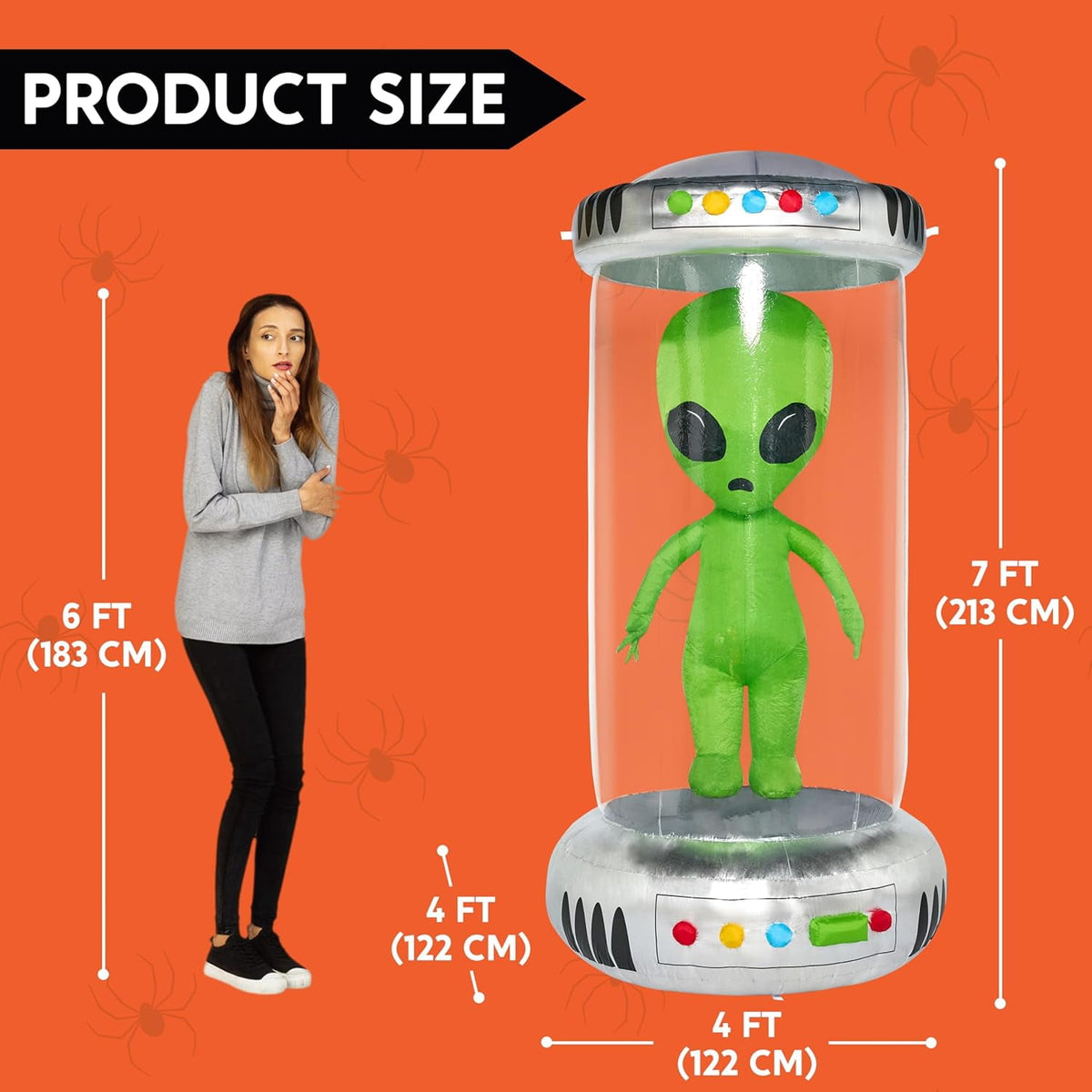 Joyfy 9 ft Halloween Inflatable UFO Alien Decoration with Built-in LEDs,UFO Halloween Decorations Outdoor Blow Up Yard Lawn Decoration
