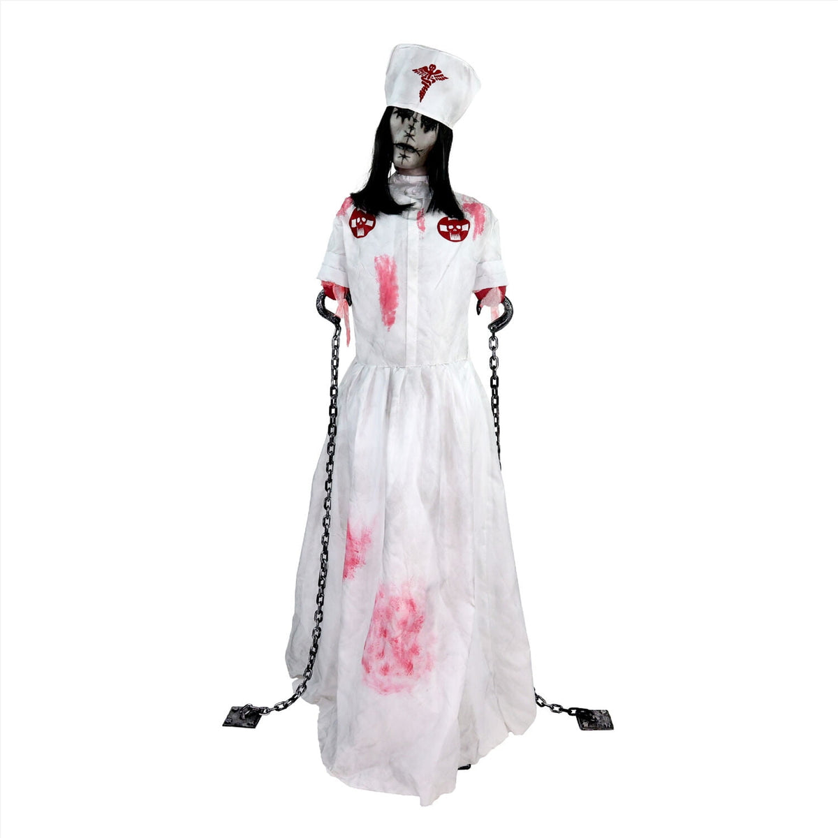 Haunted Hill Farm Life-Size Animatronic Convulsing Nurse by Tekky Halloween Decoration, 5.2-Ft.